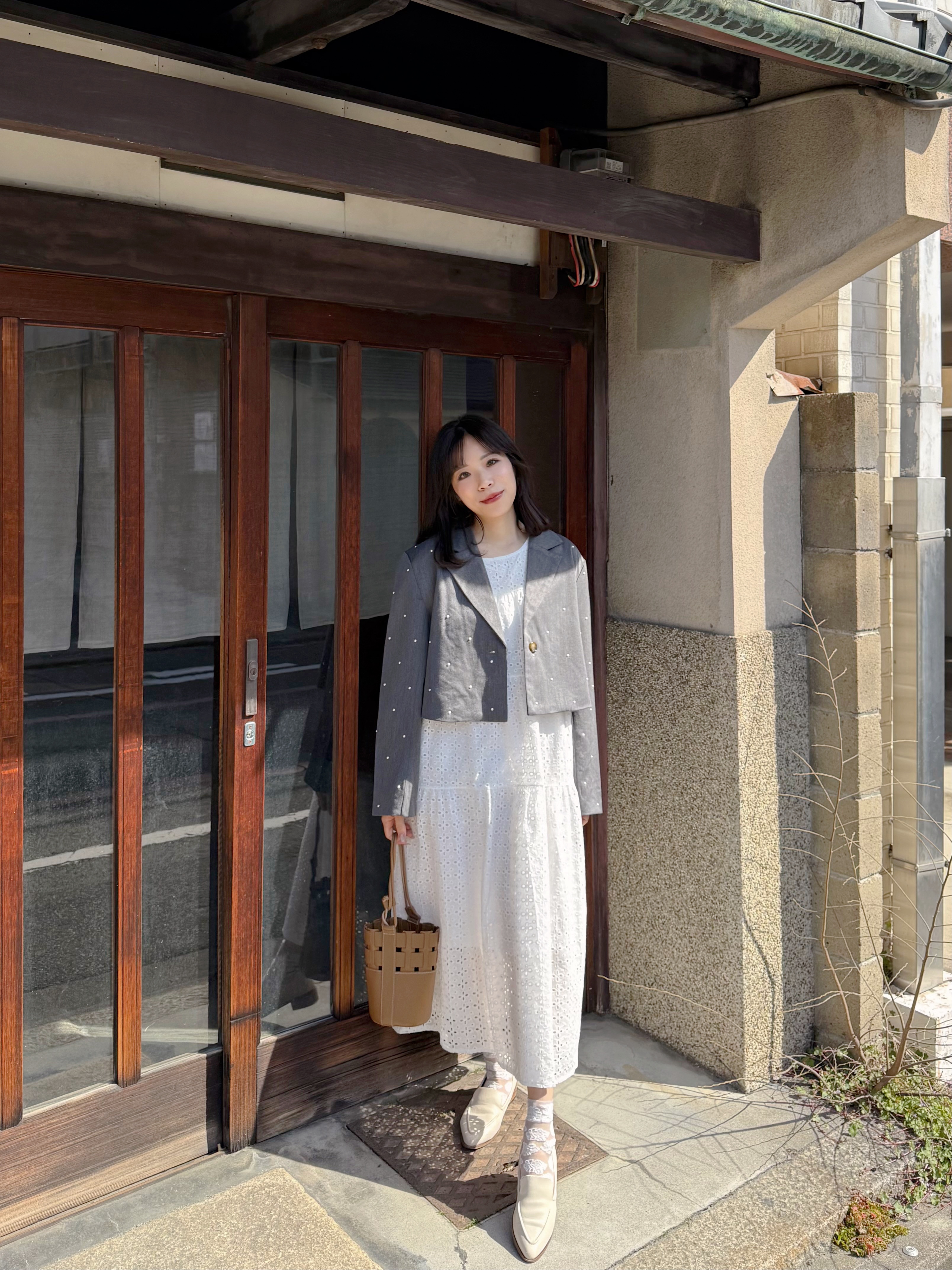 2色•珍珠點點短款西裝外套