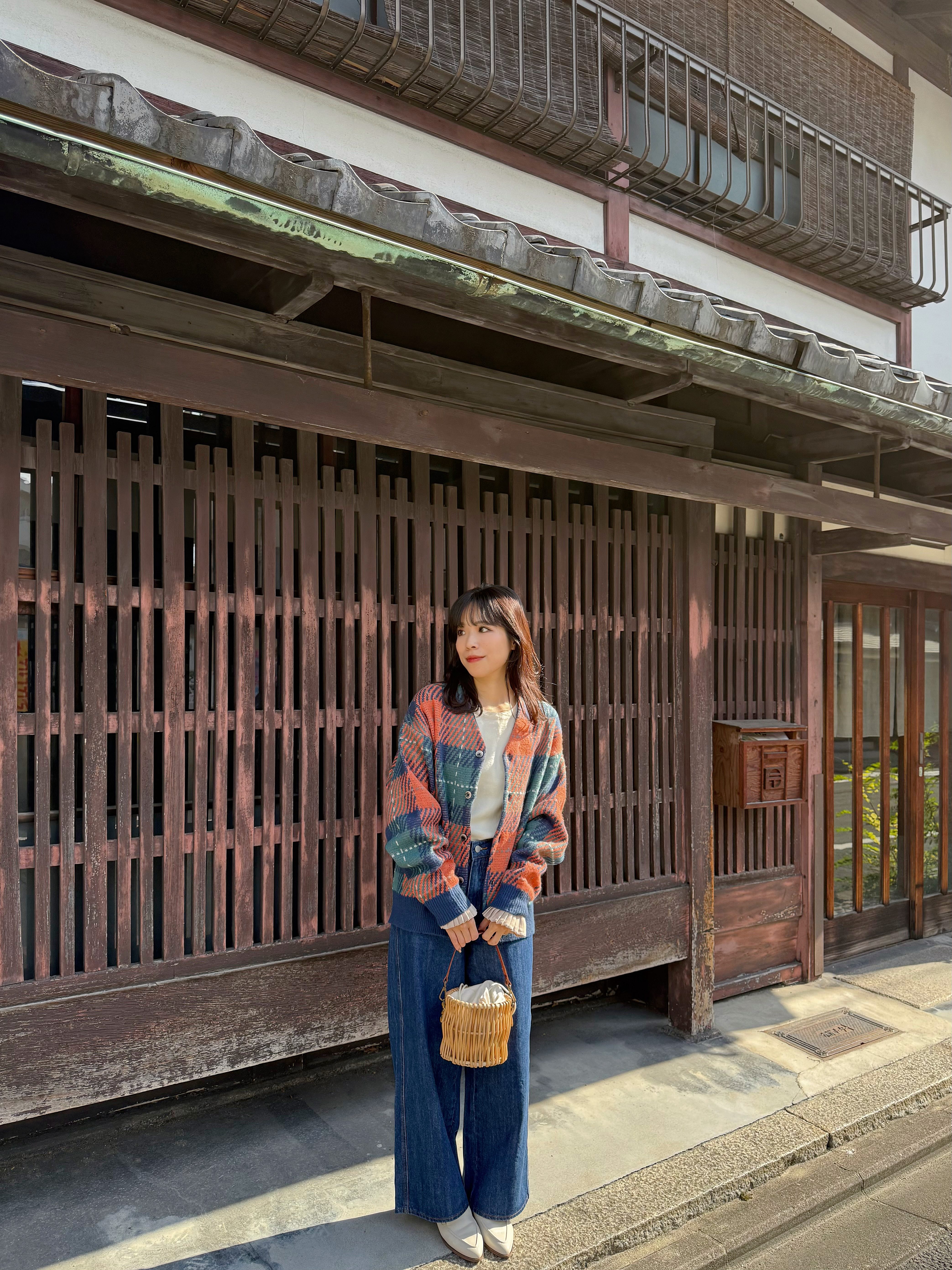 4色•Polo拼色大格紋針織外套