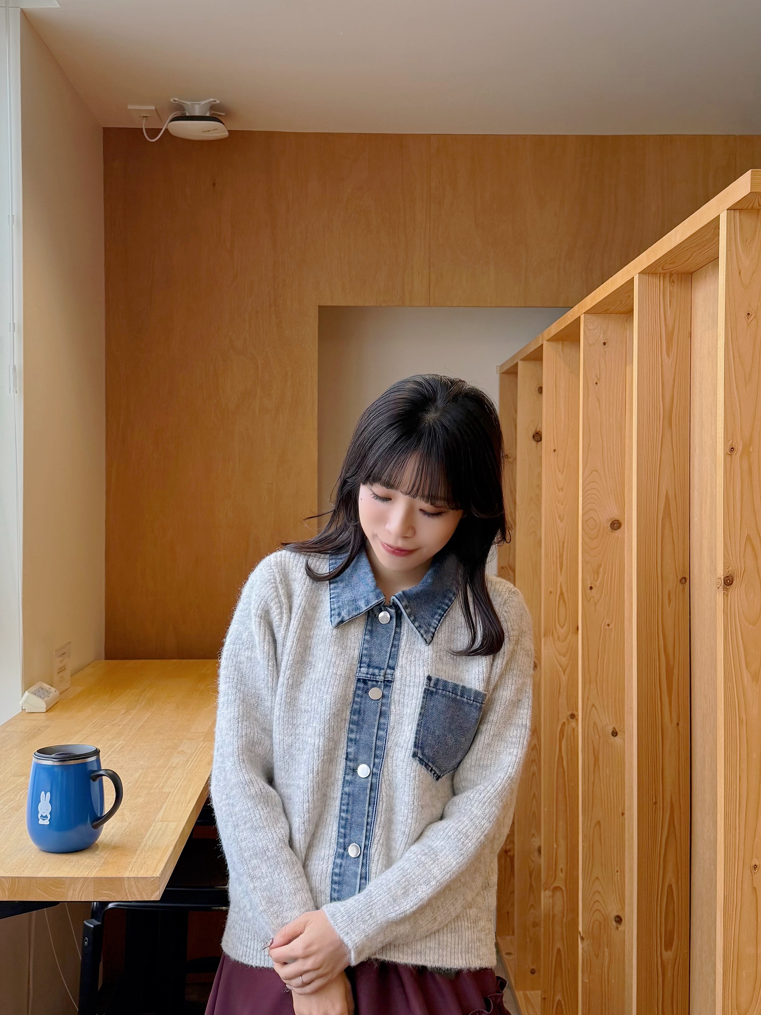 5色•拼牛仔冷衫外套