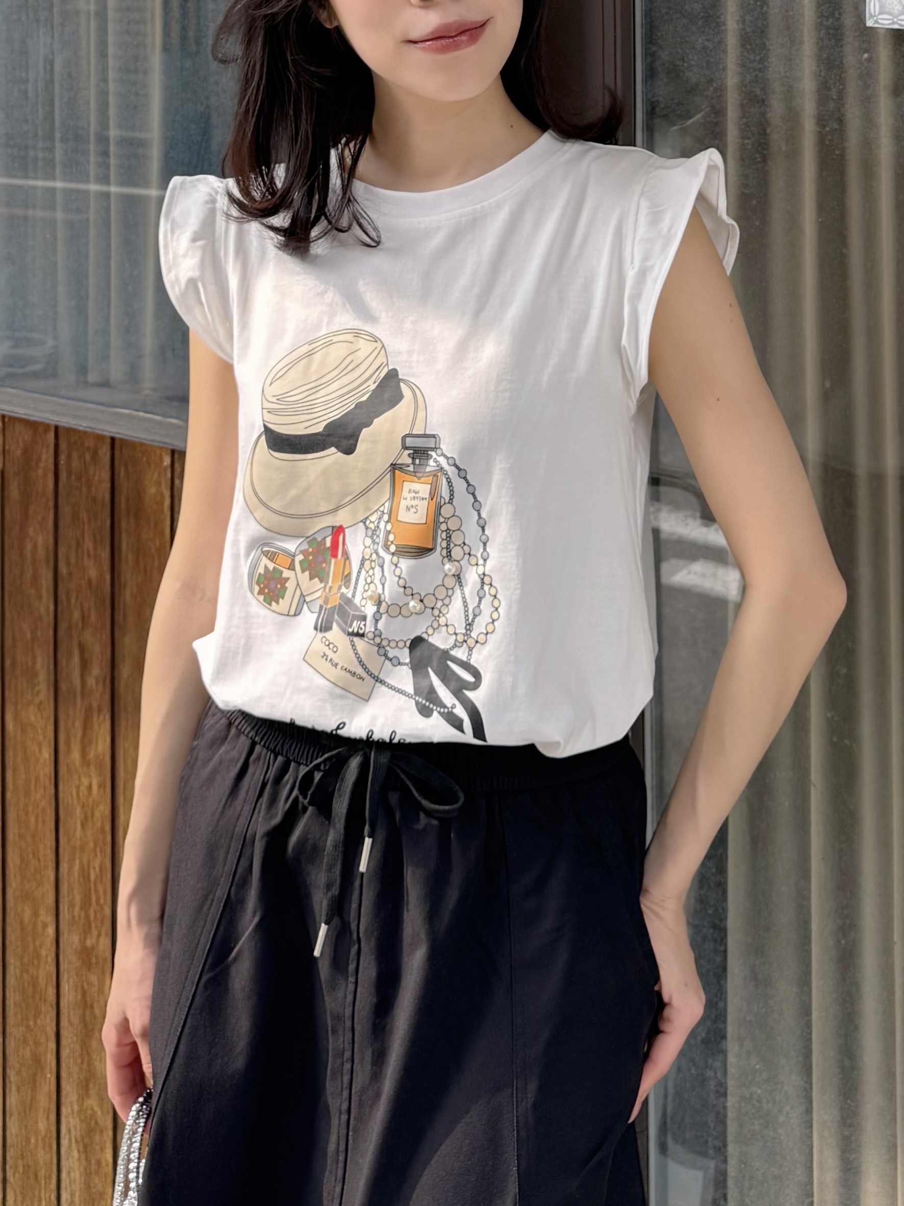 香水草編帽飄飄袖Tee