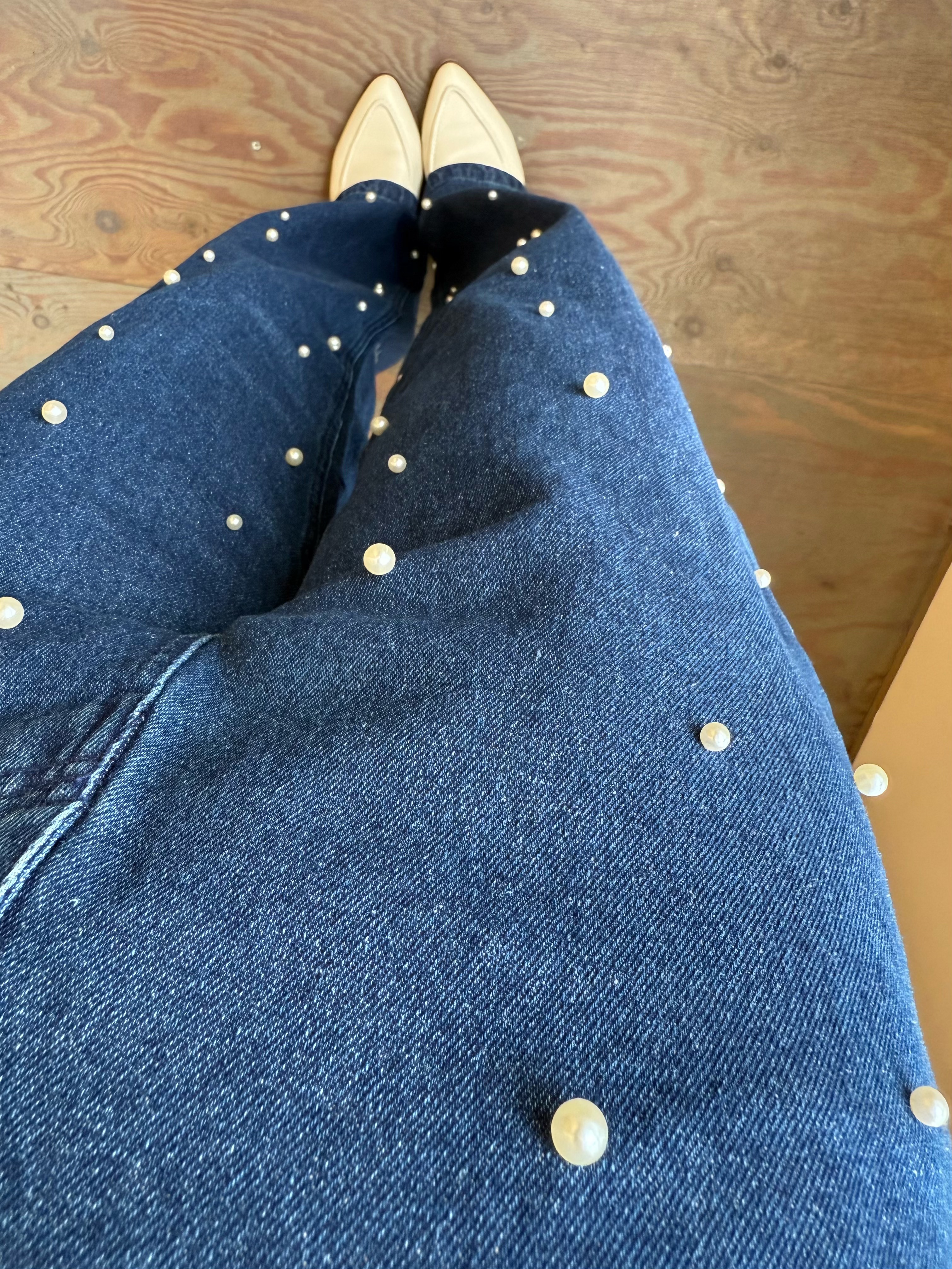 2色•珍珠闊腳牛白褲