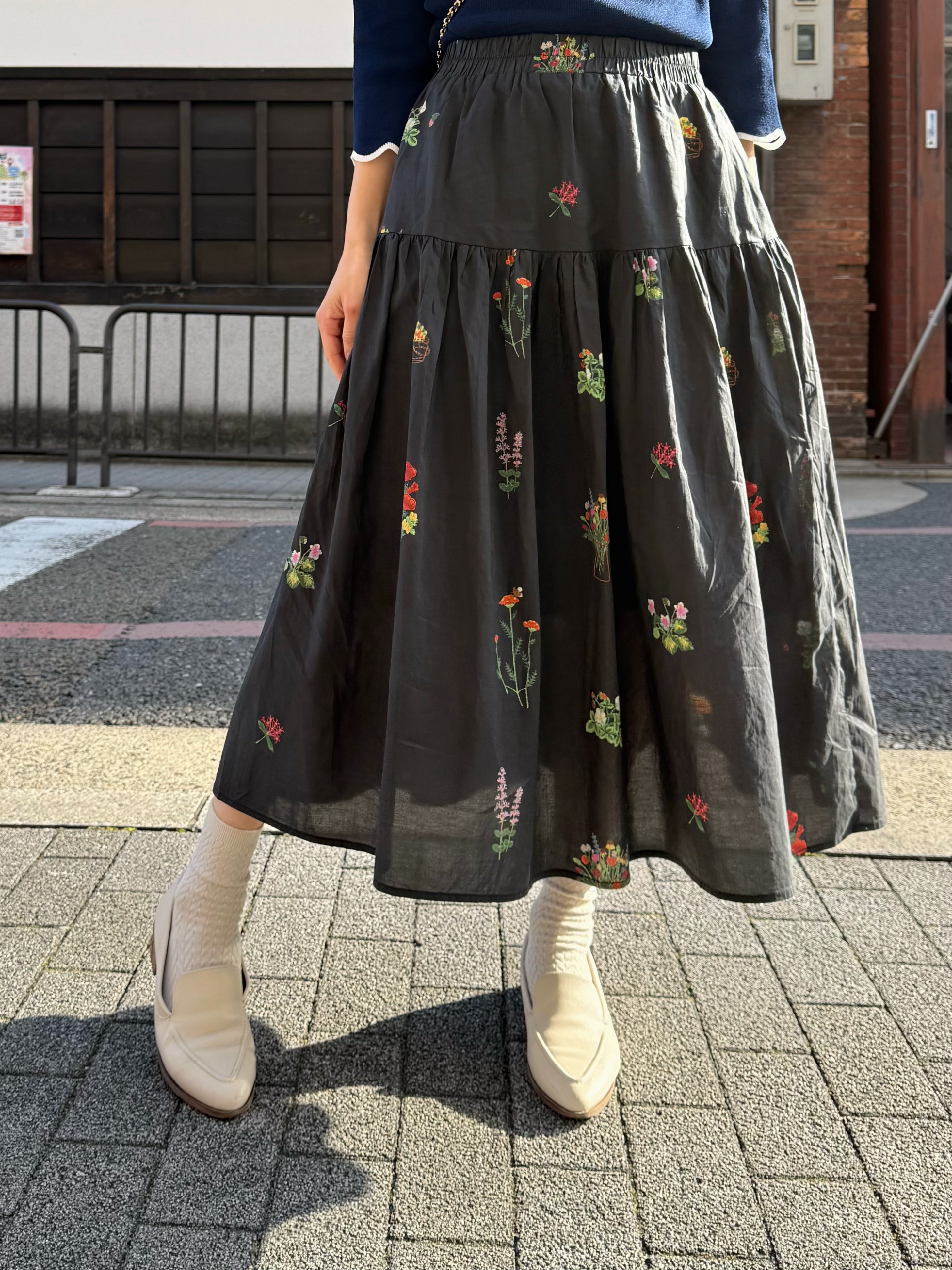 花束圖案A line半身裙