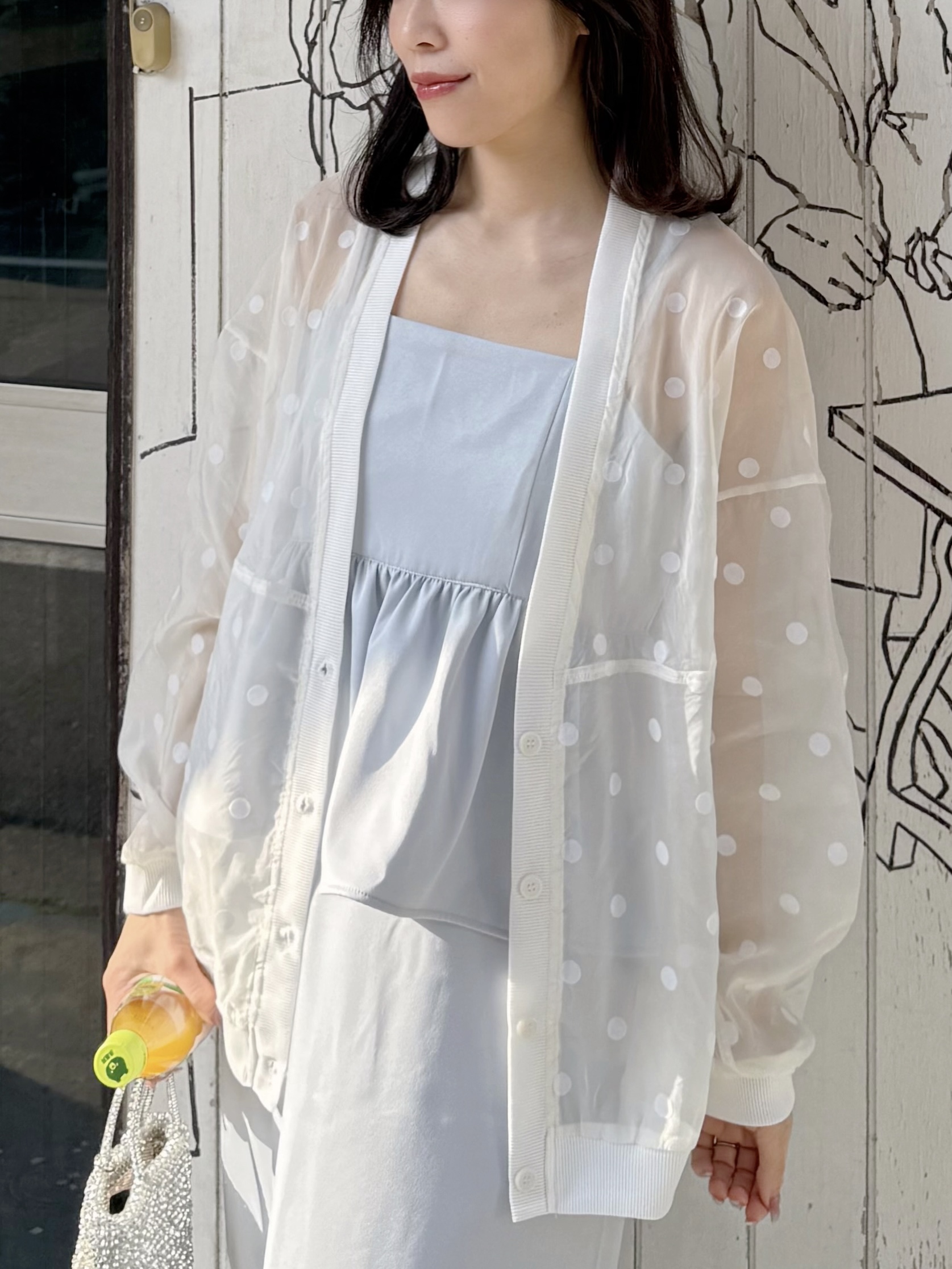 波點透感雪紡長款防曬外套