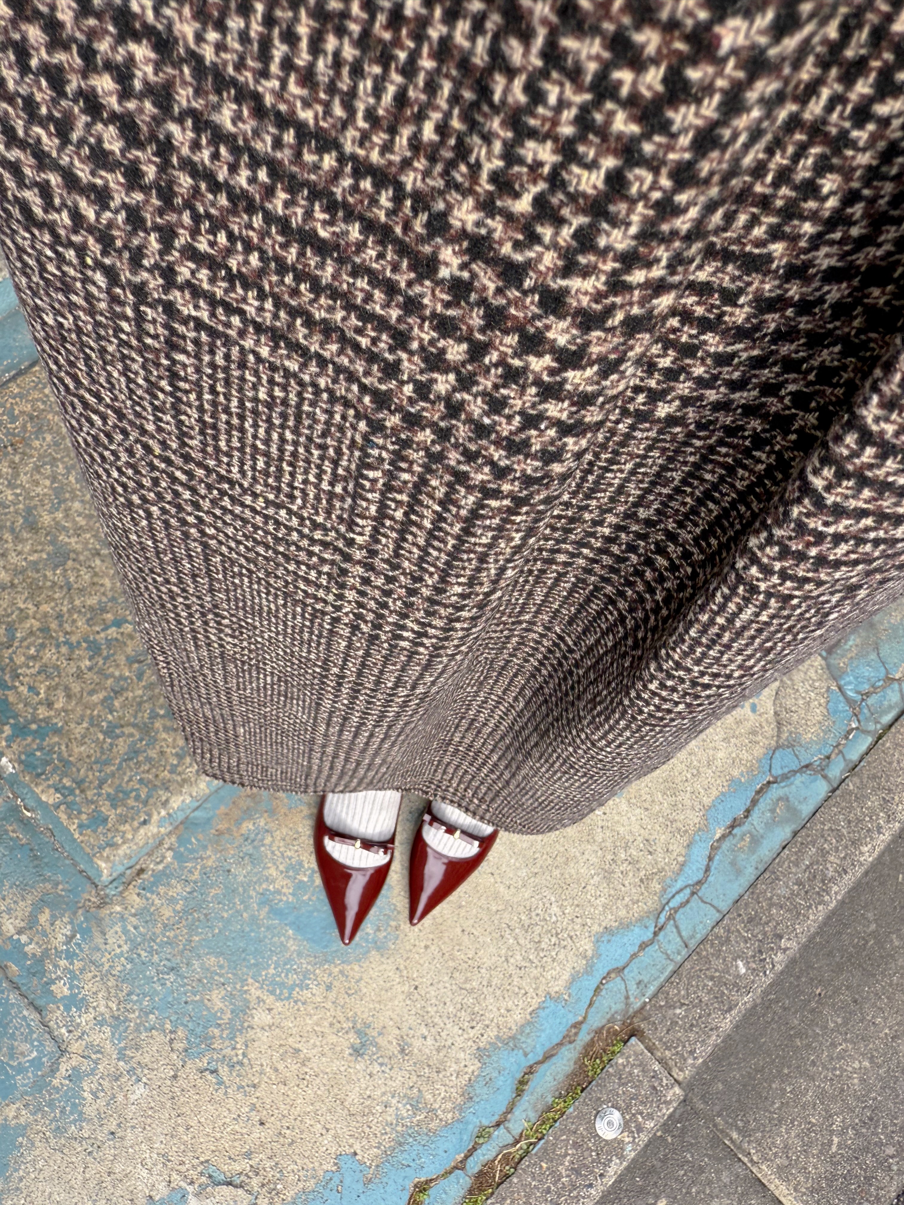 格仔吊帶薄絨有袋連身裙