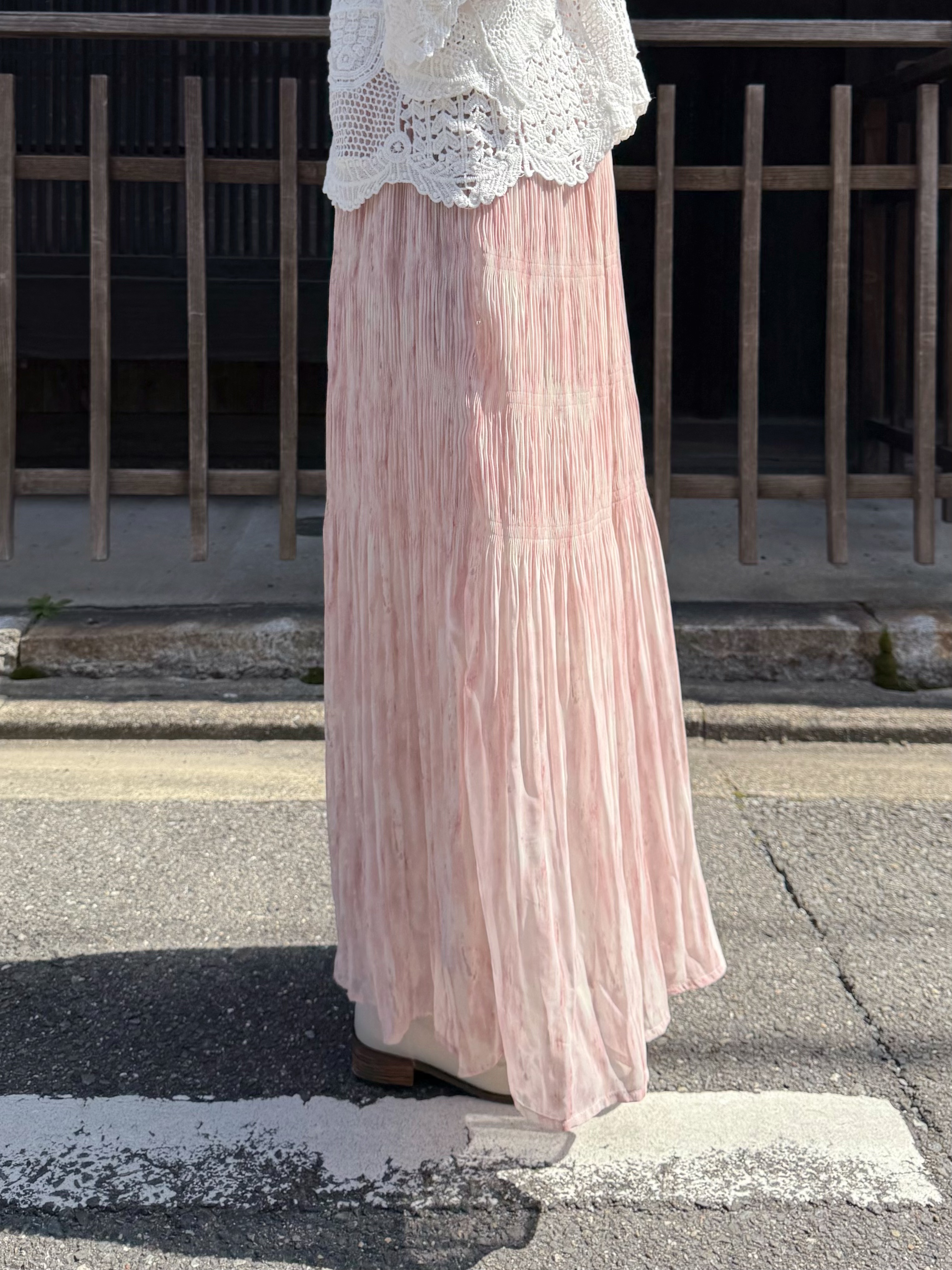 水彩色百摺雪紡半身裙