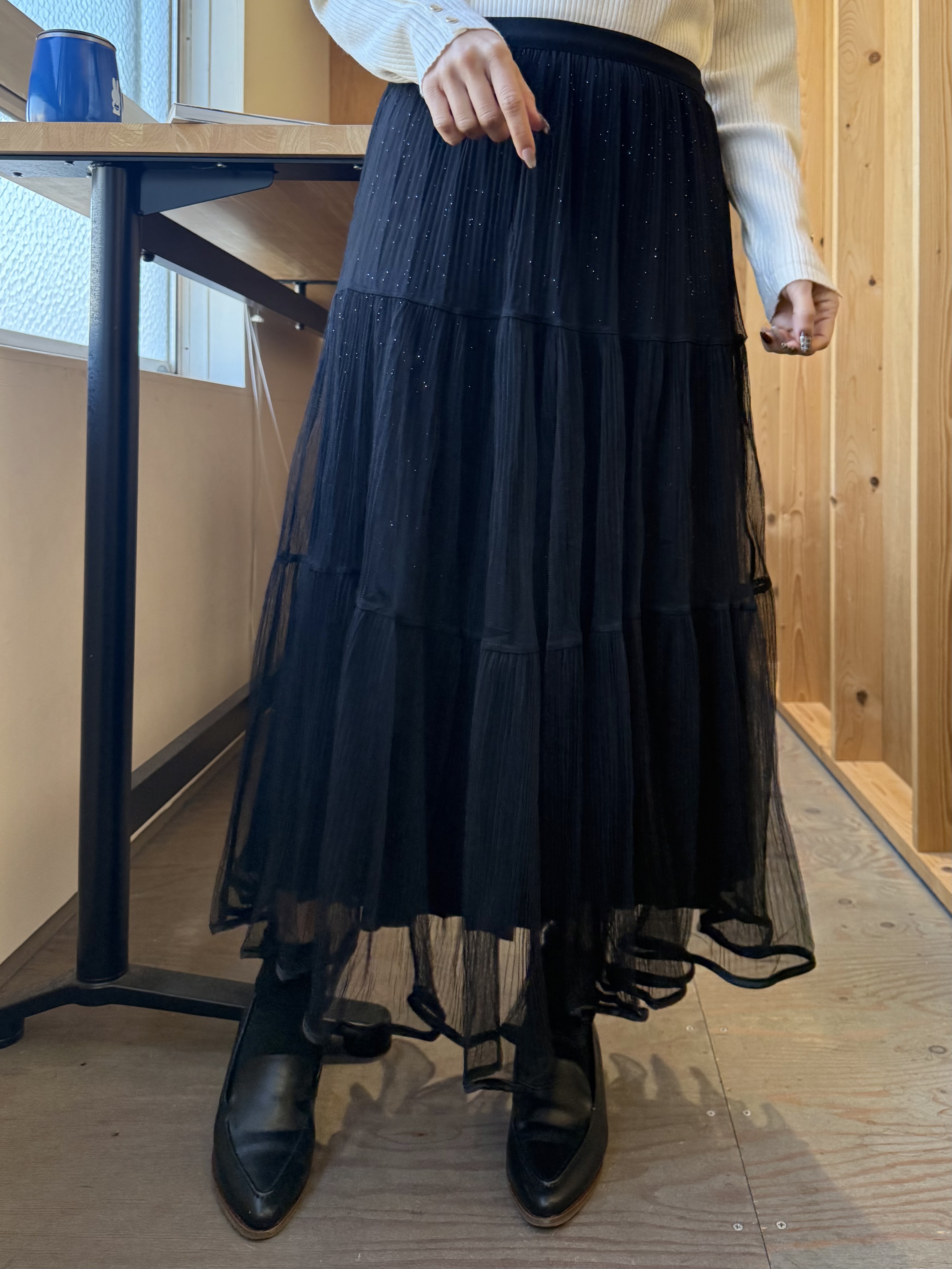 4色•閃閃紗長款半身裙