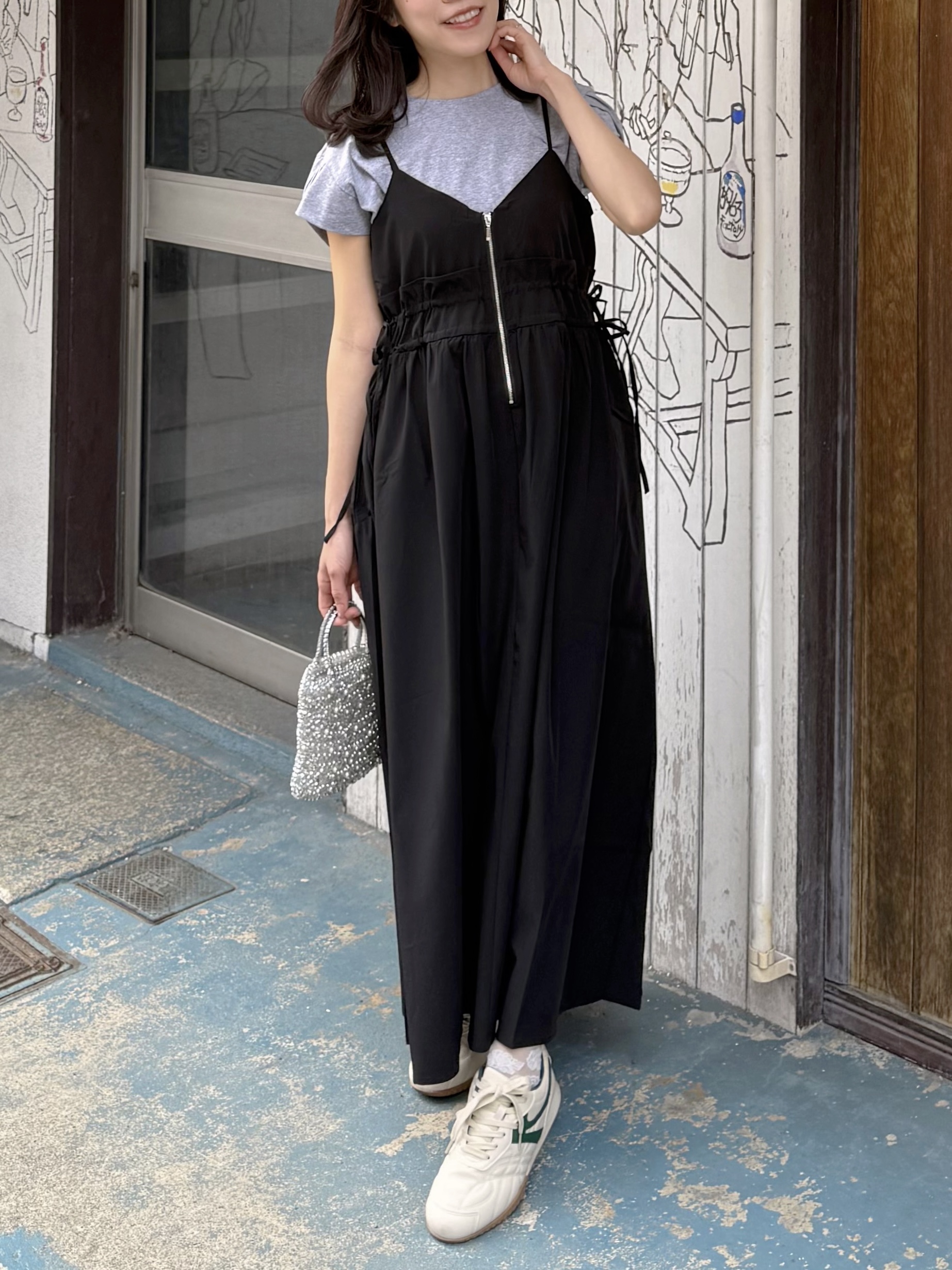 2色•吊帶修腰A line雪紡連身裙