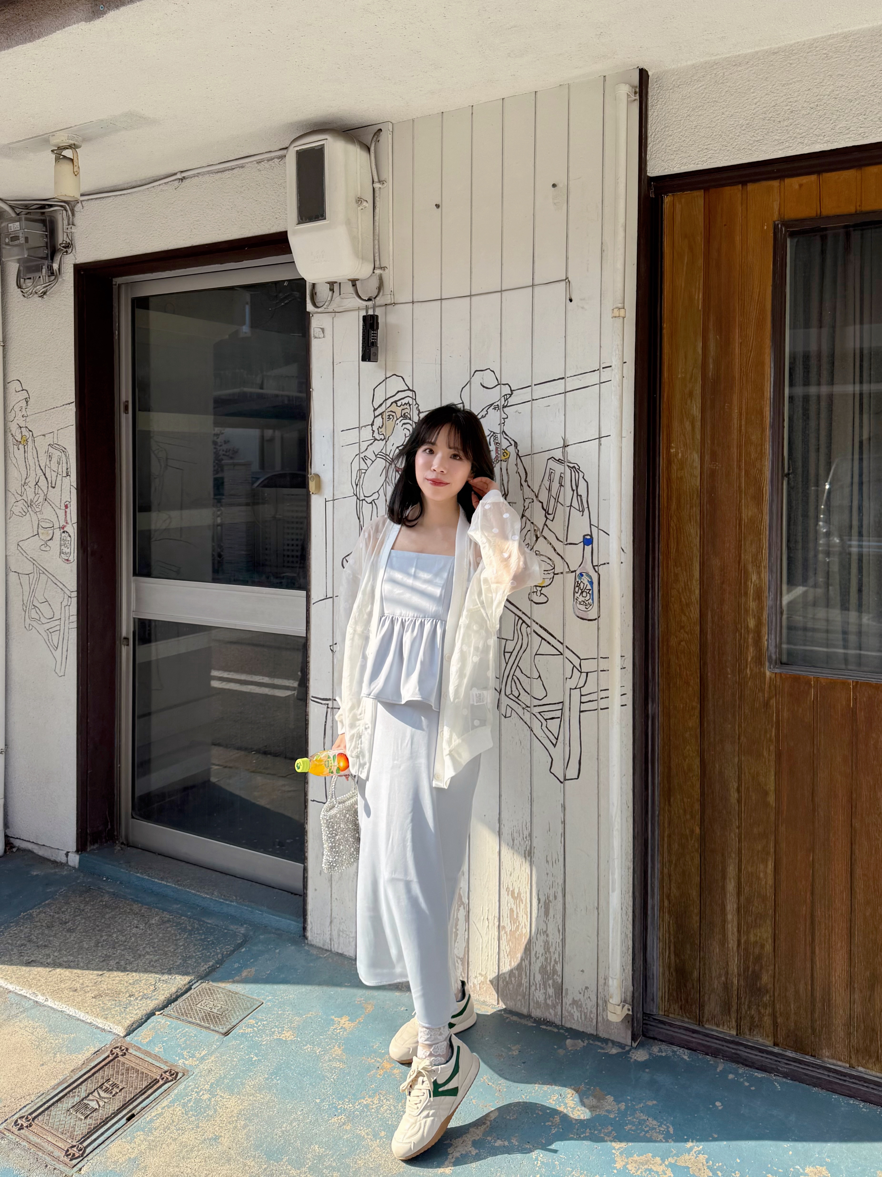 2色•波點/ 淨色吊帶連身裙