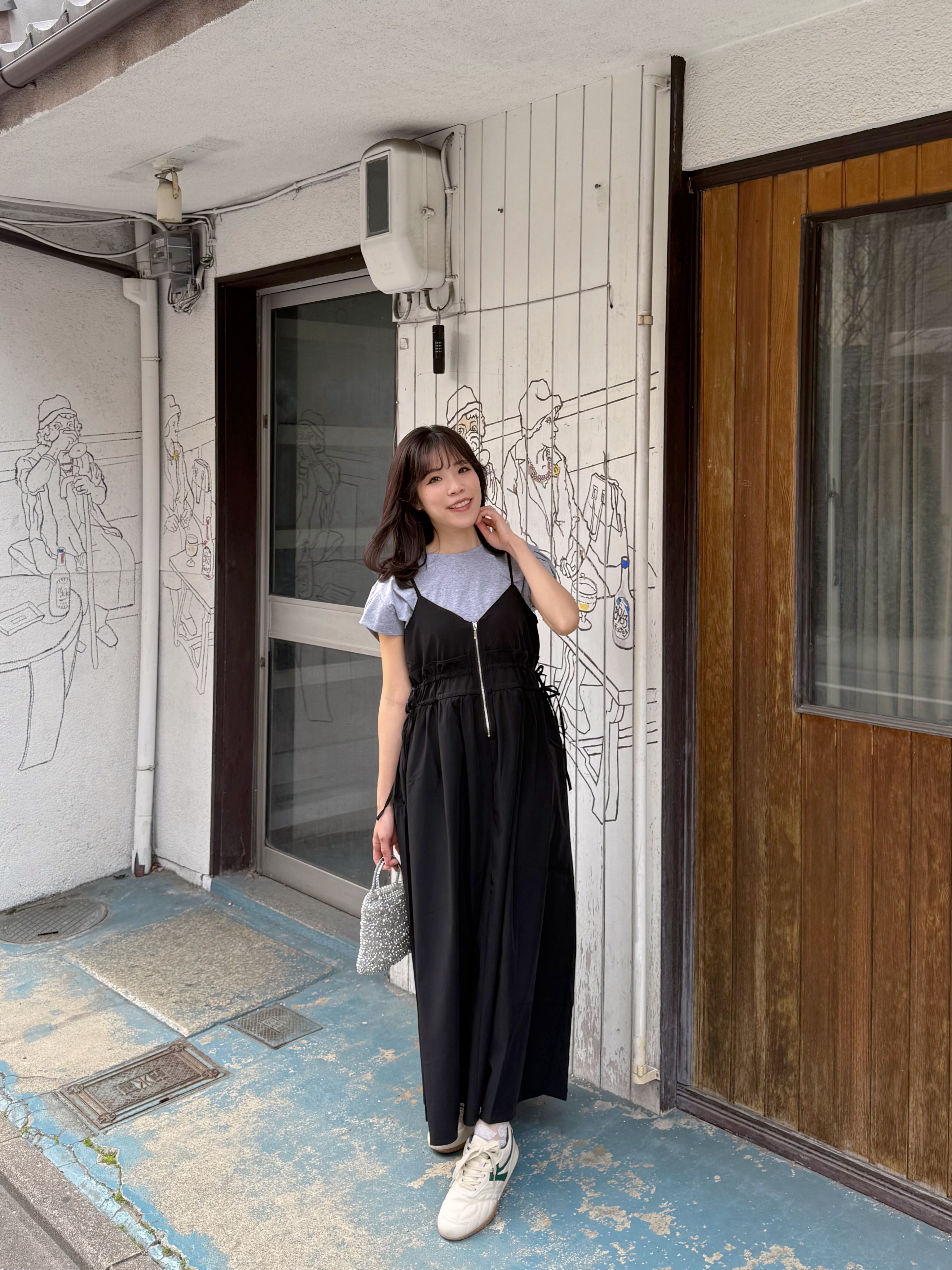 吊帶修腰A line雪紡連身裙