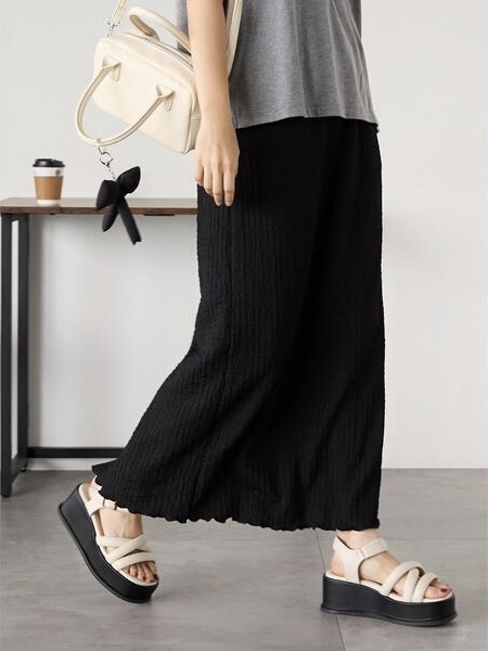 百褶雪紡直長半身裙