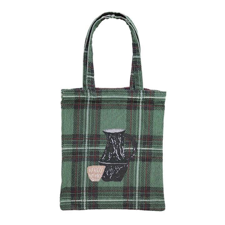 松美miyuki貓貓英倫格紋刺繡帆布袋