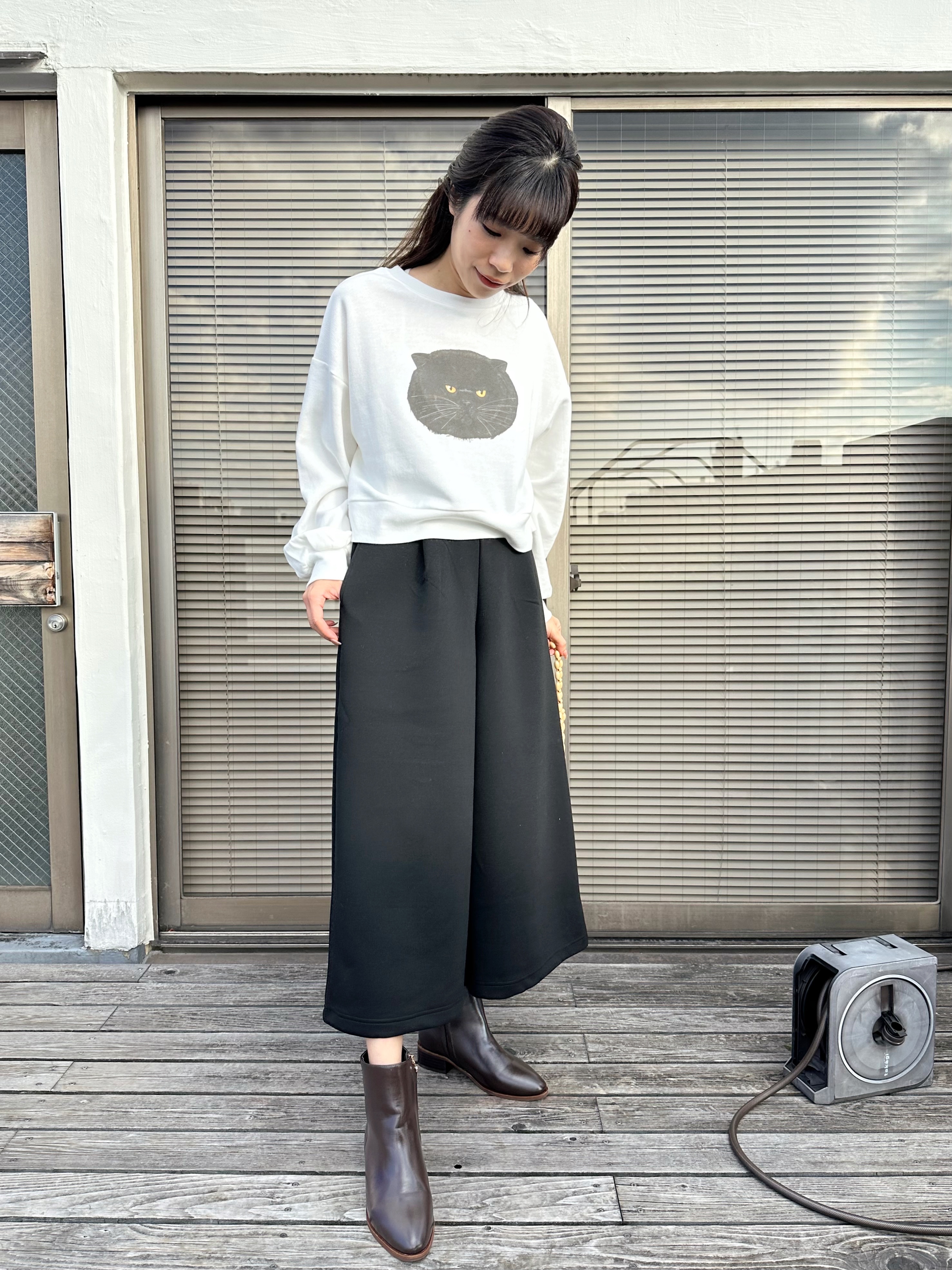 簡約秋冬淨色闊腳褲