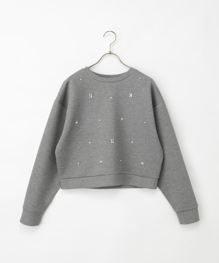 4色・S-XL・寶石裝飾圓領衛衣上衣