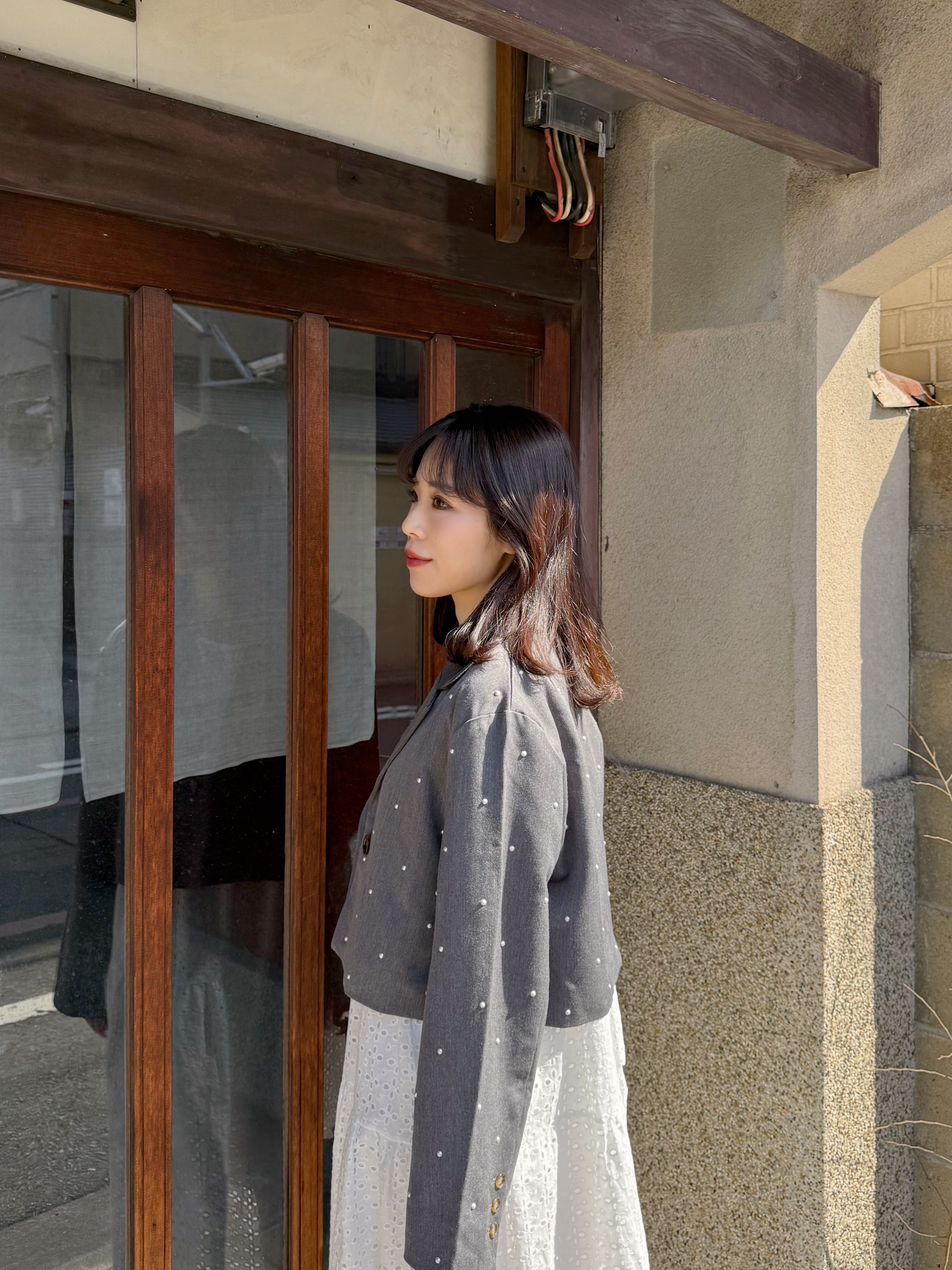 2色•珍珠點點短款西裝外套