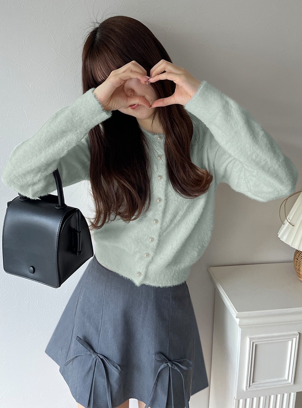 微閃薄款毛毛針織外套