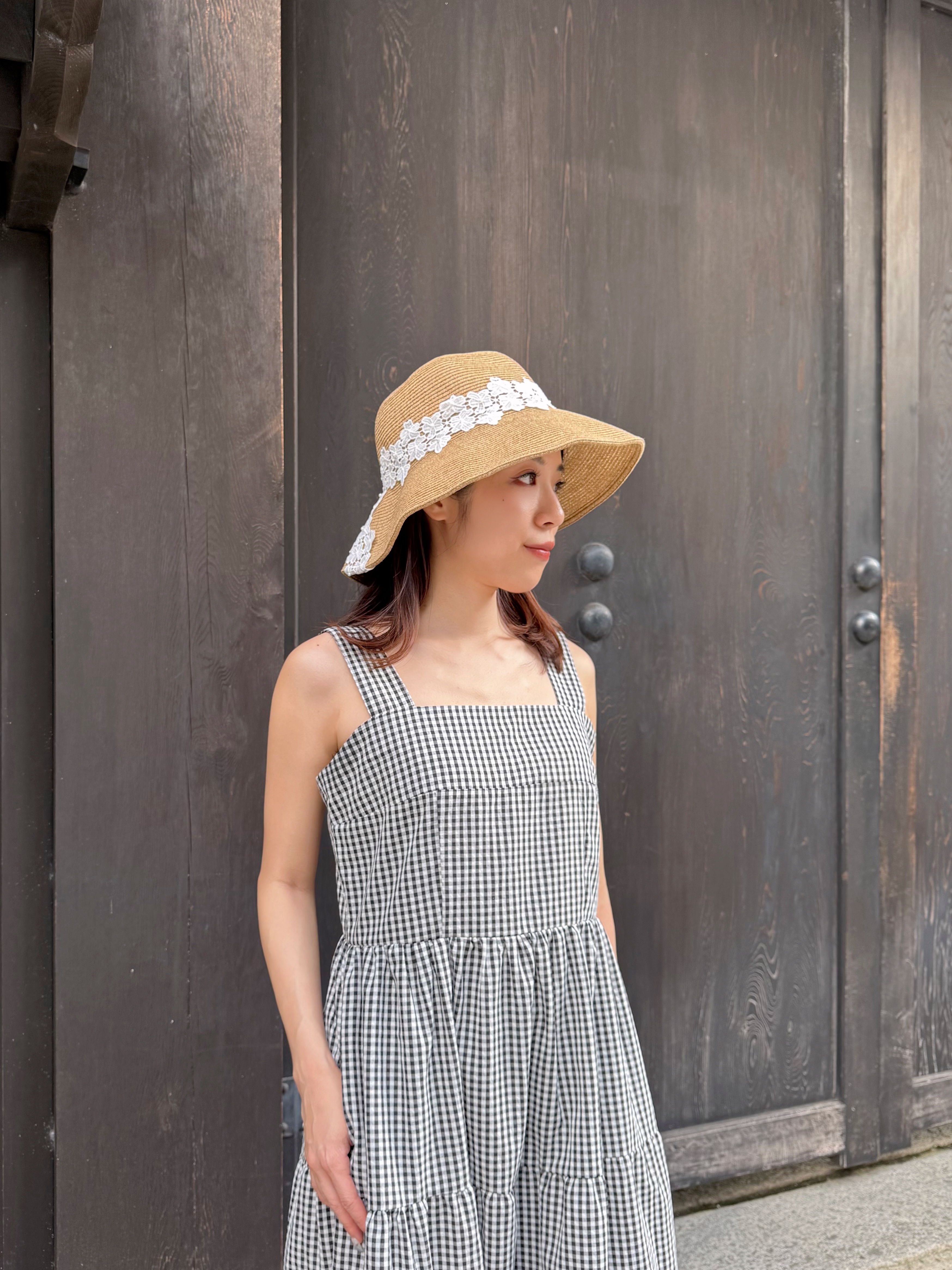 方領格仔背心連身裙