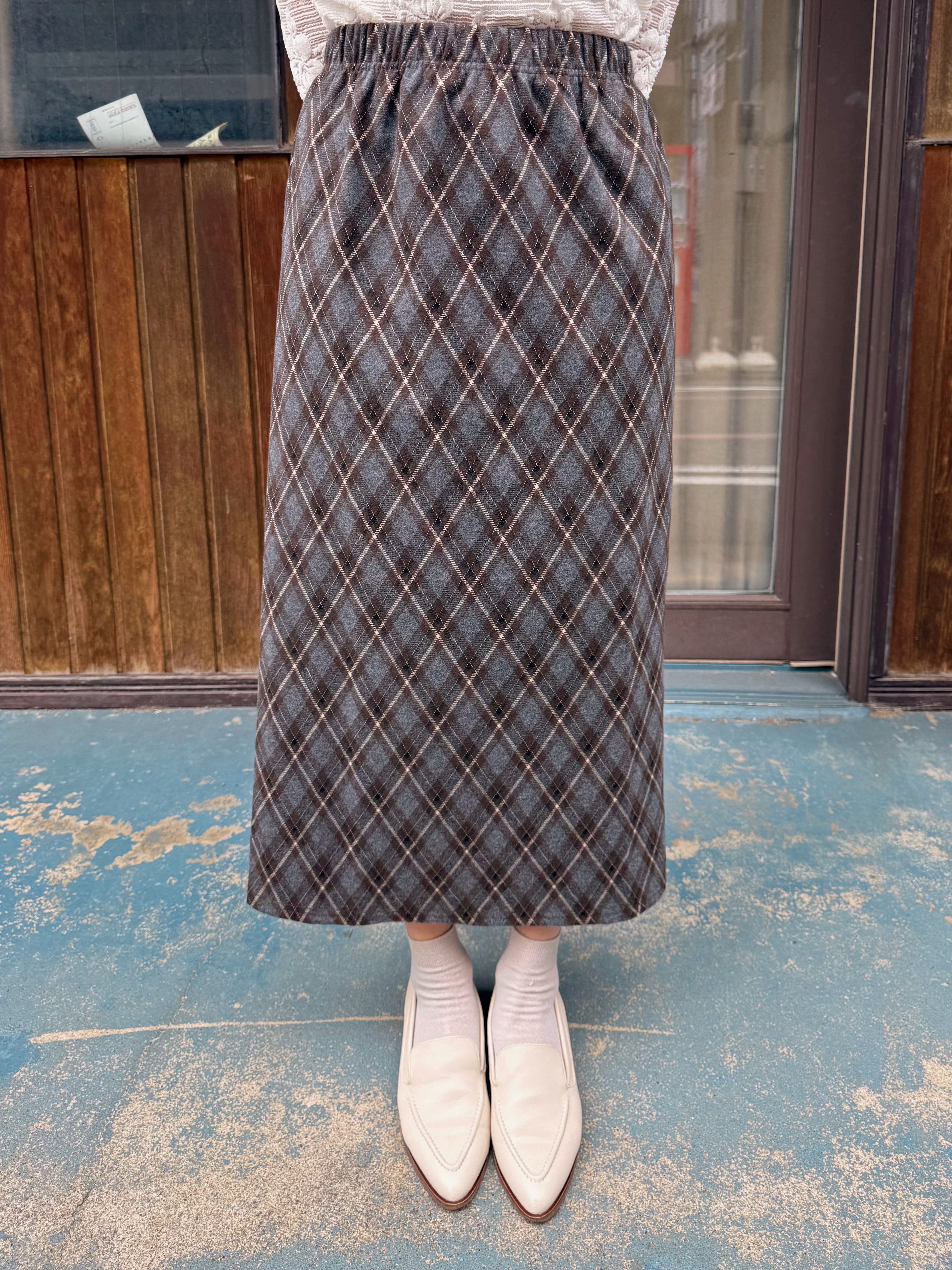 6色•英倫格子薄絨直身裙