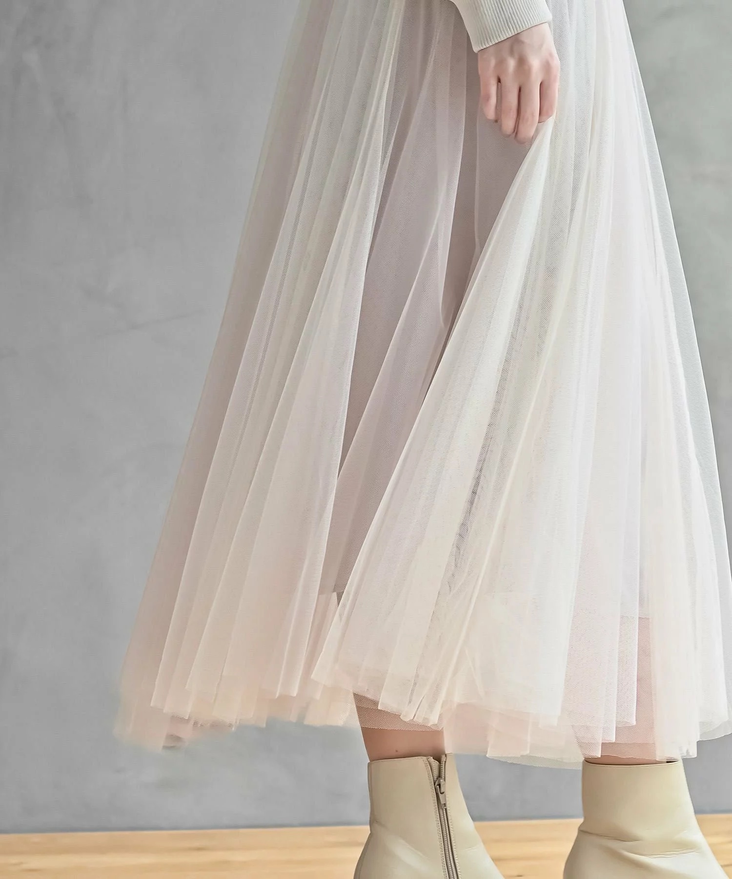 深淺拼色紗紗A line半身裙