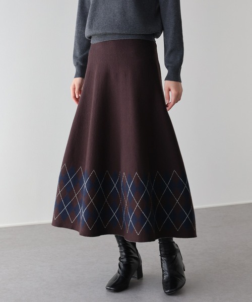 菱格紋針織A字型半臭裙