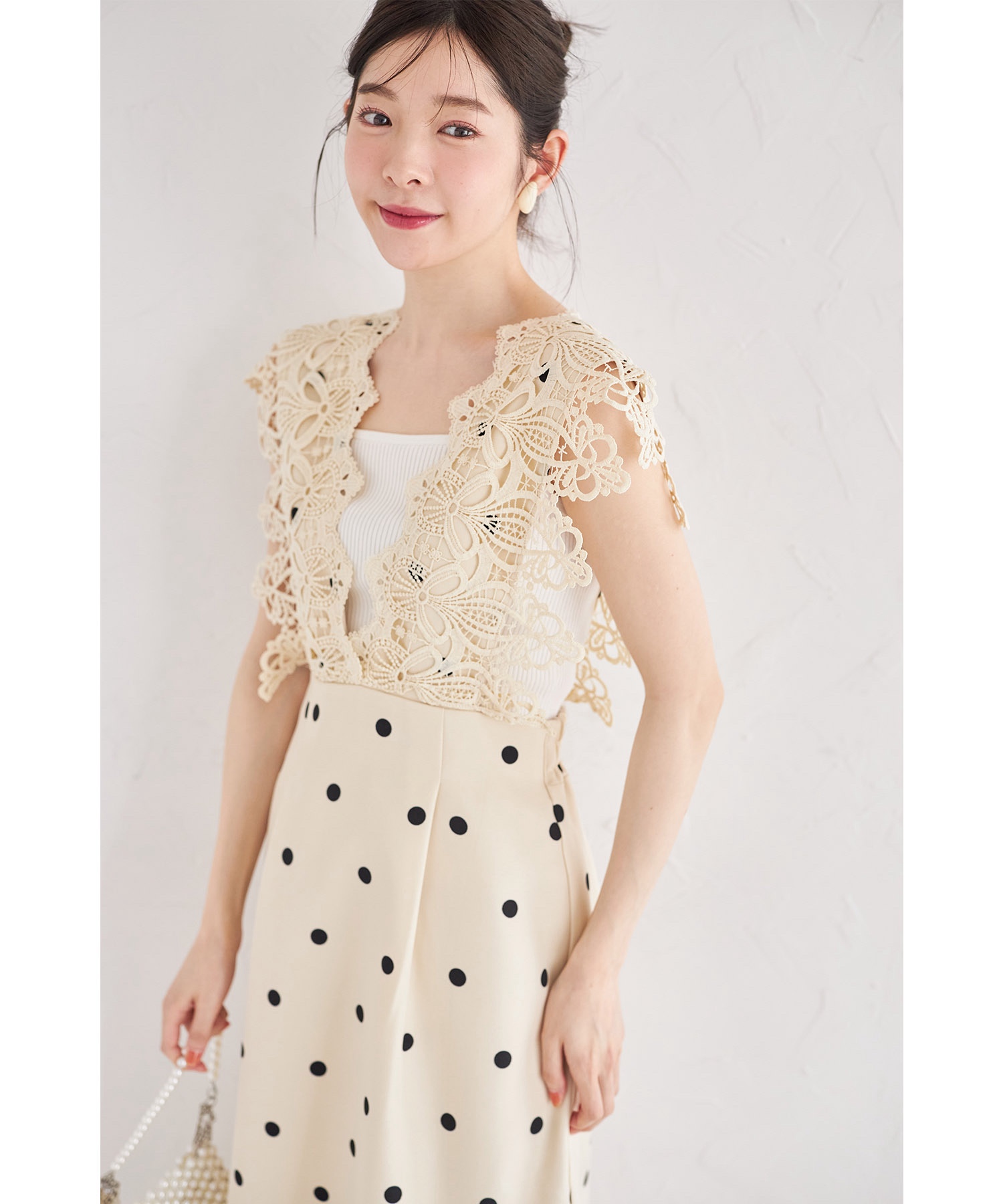 蕾絲波點背心連身裙