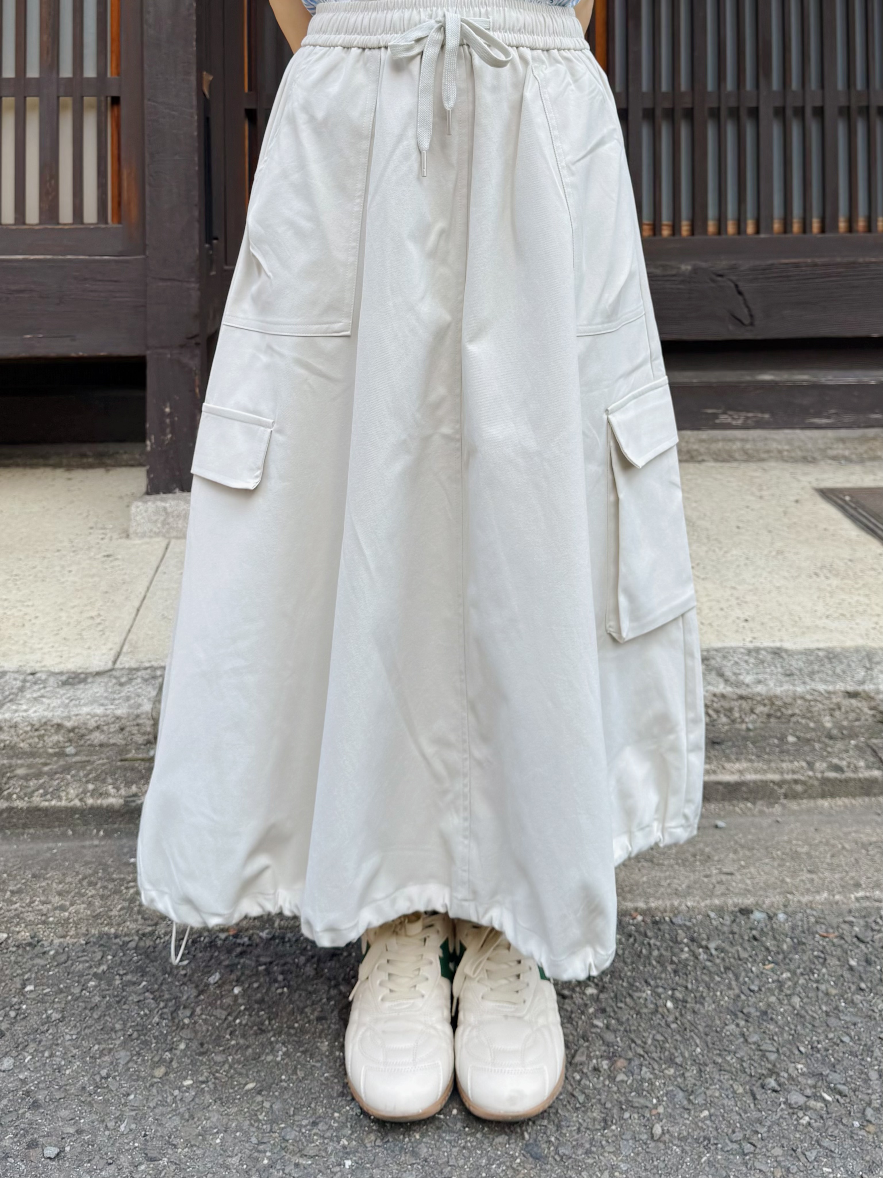 2色•淨色泡泡有袋A line半身裙