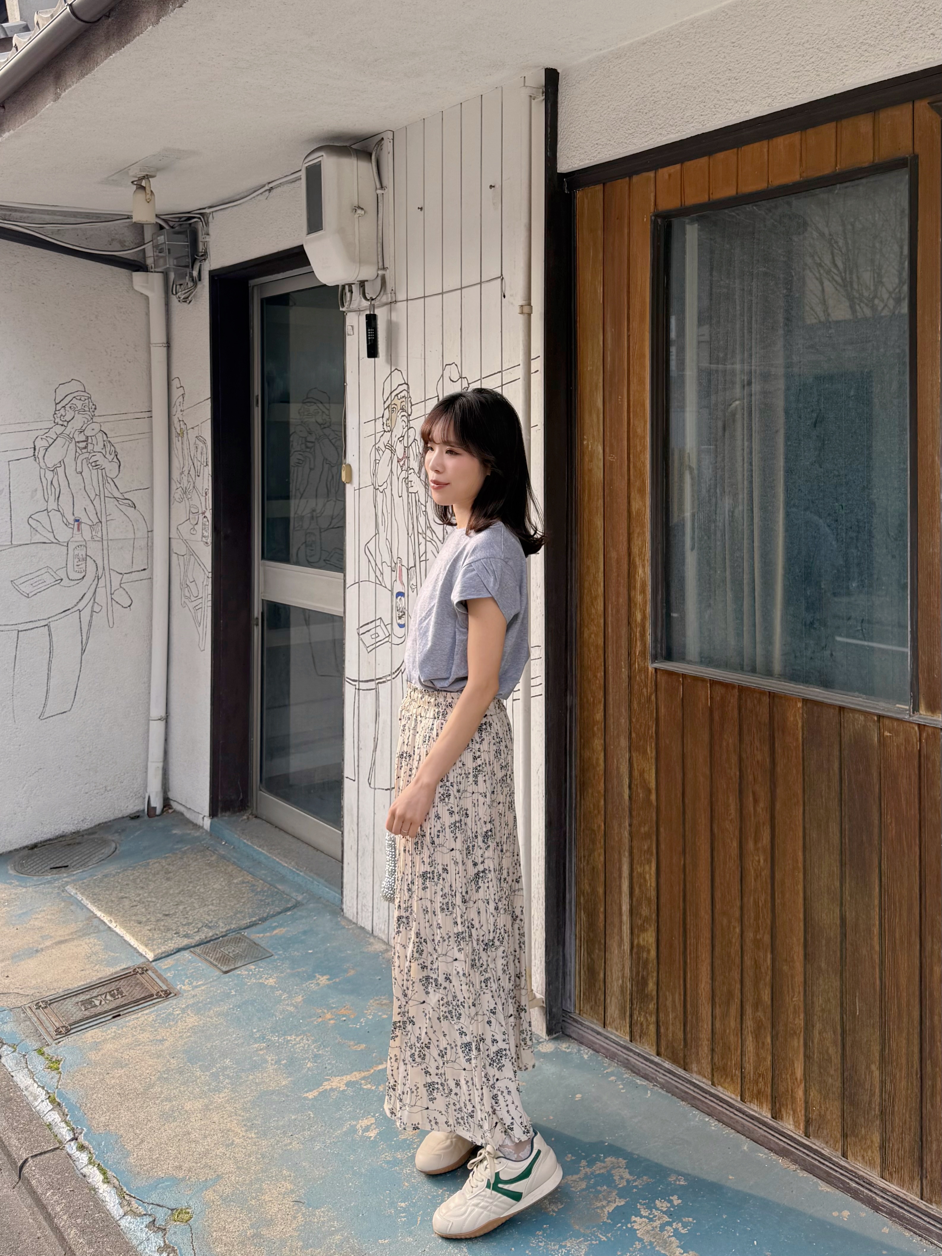 碎花百褶雪紡半身裙