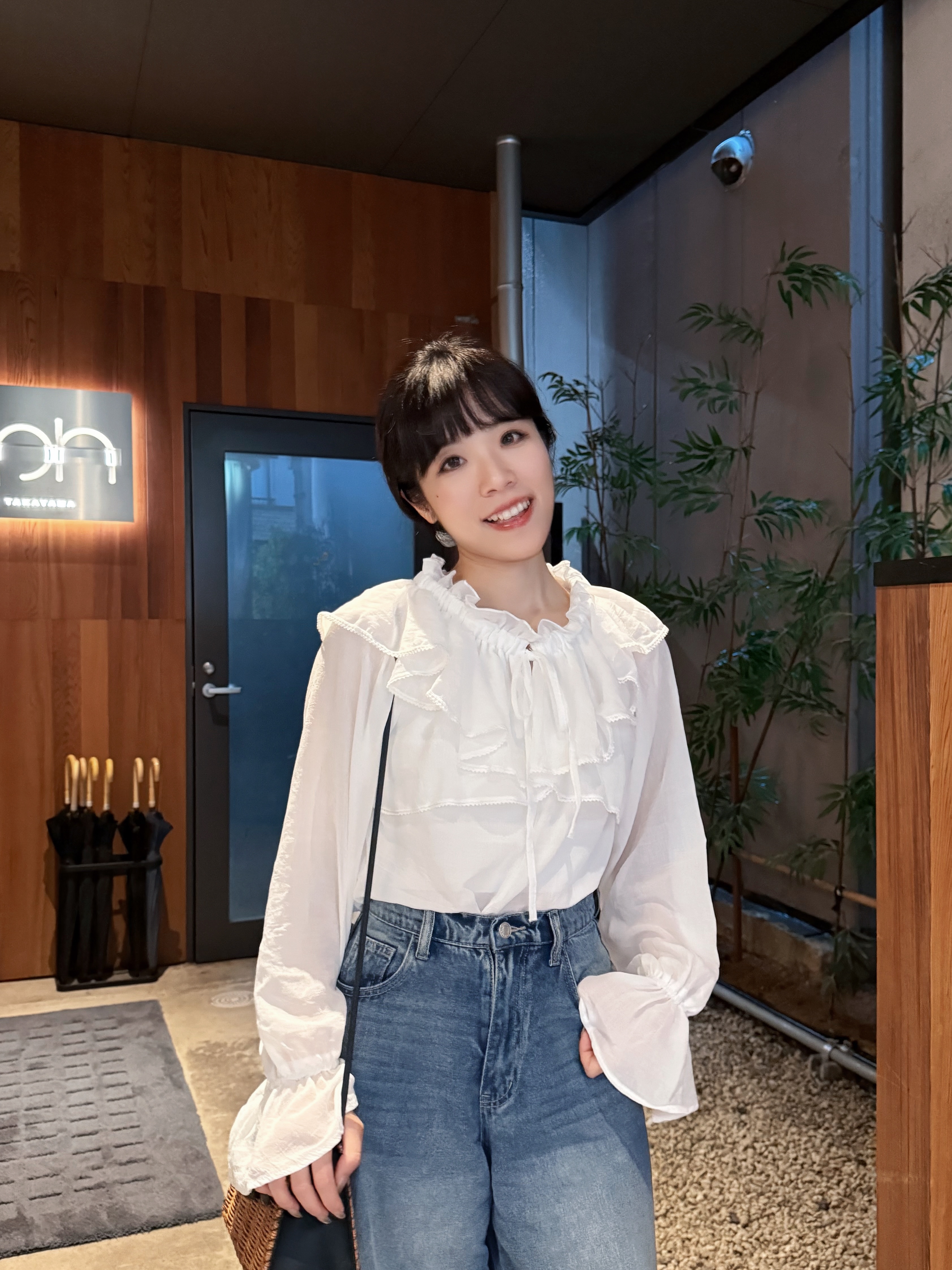 2Way波浪領束袖薄長袖上衣