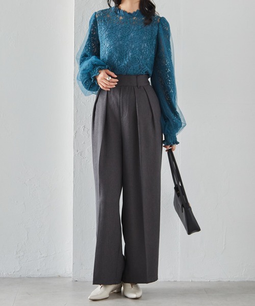 紗紗泡泡袖蕾絲上衣