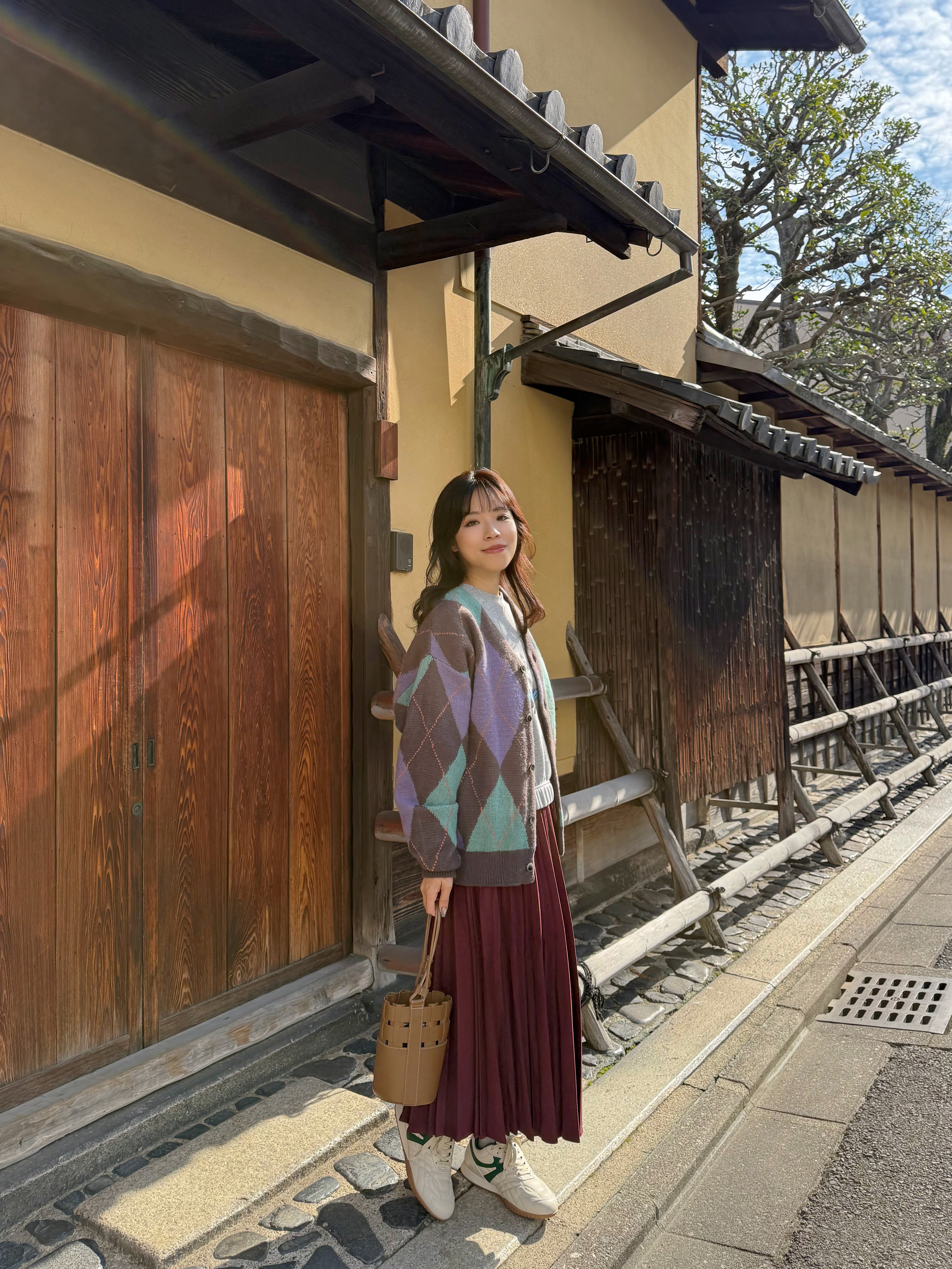 2色•拼色菱格紋Polo冷外套