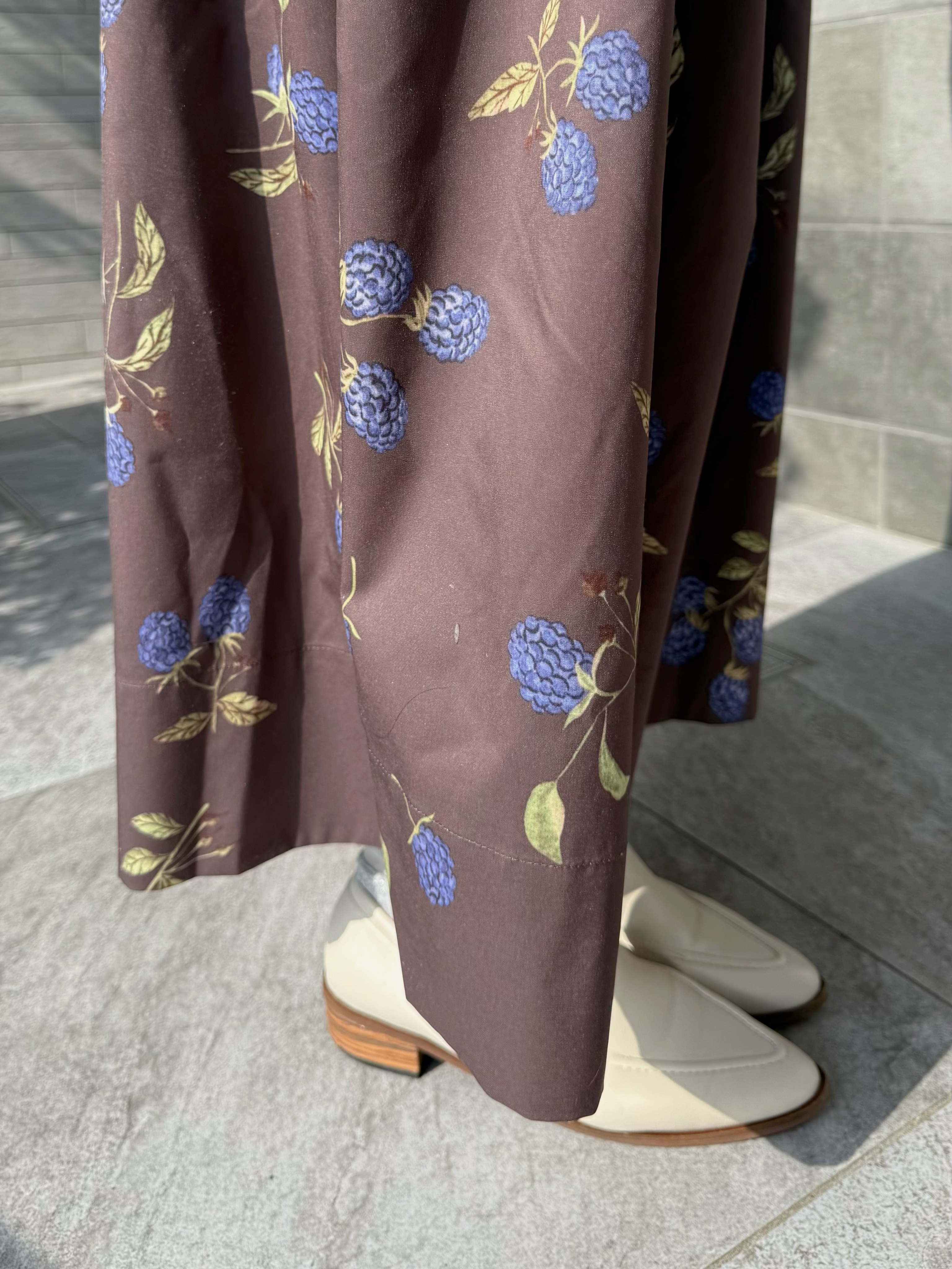 M-L碼•棕色紫花半身裙