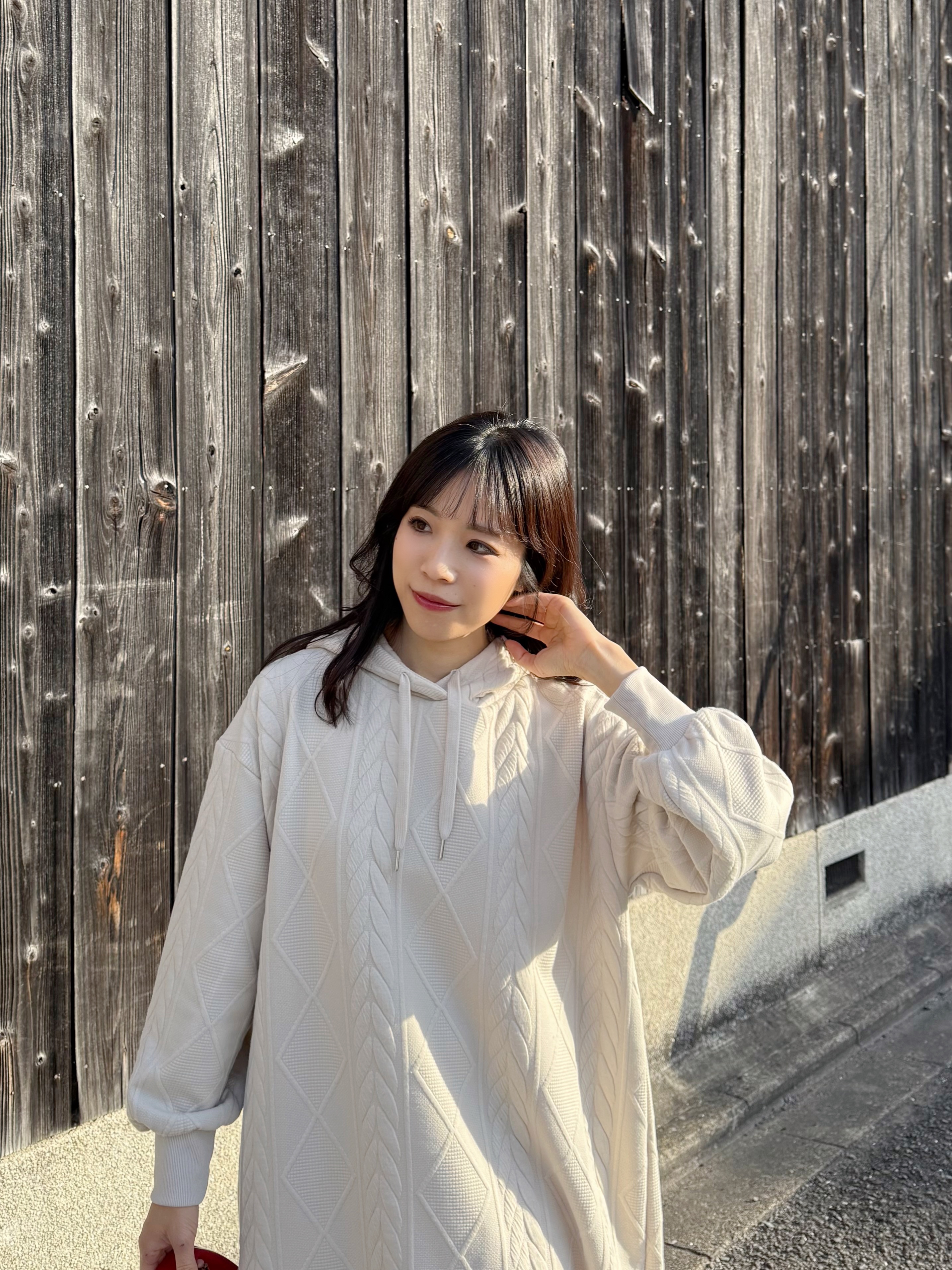 4色•連帽壓花衛衣連身裙