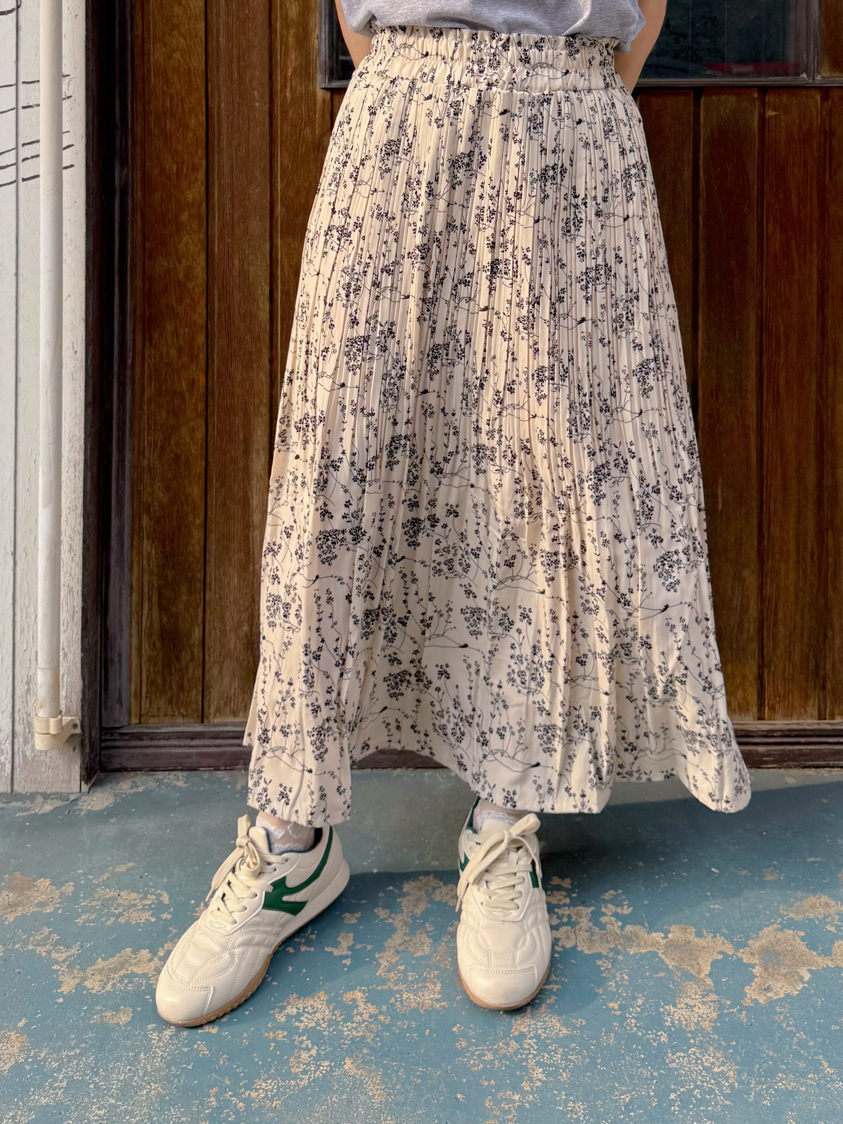 碎花百褶雪紡半身裙