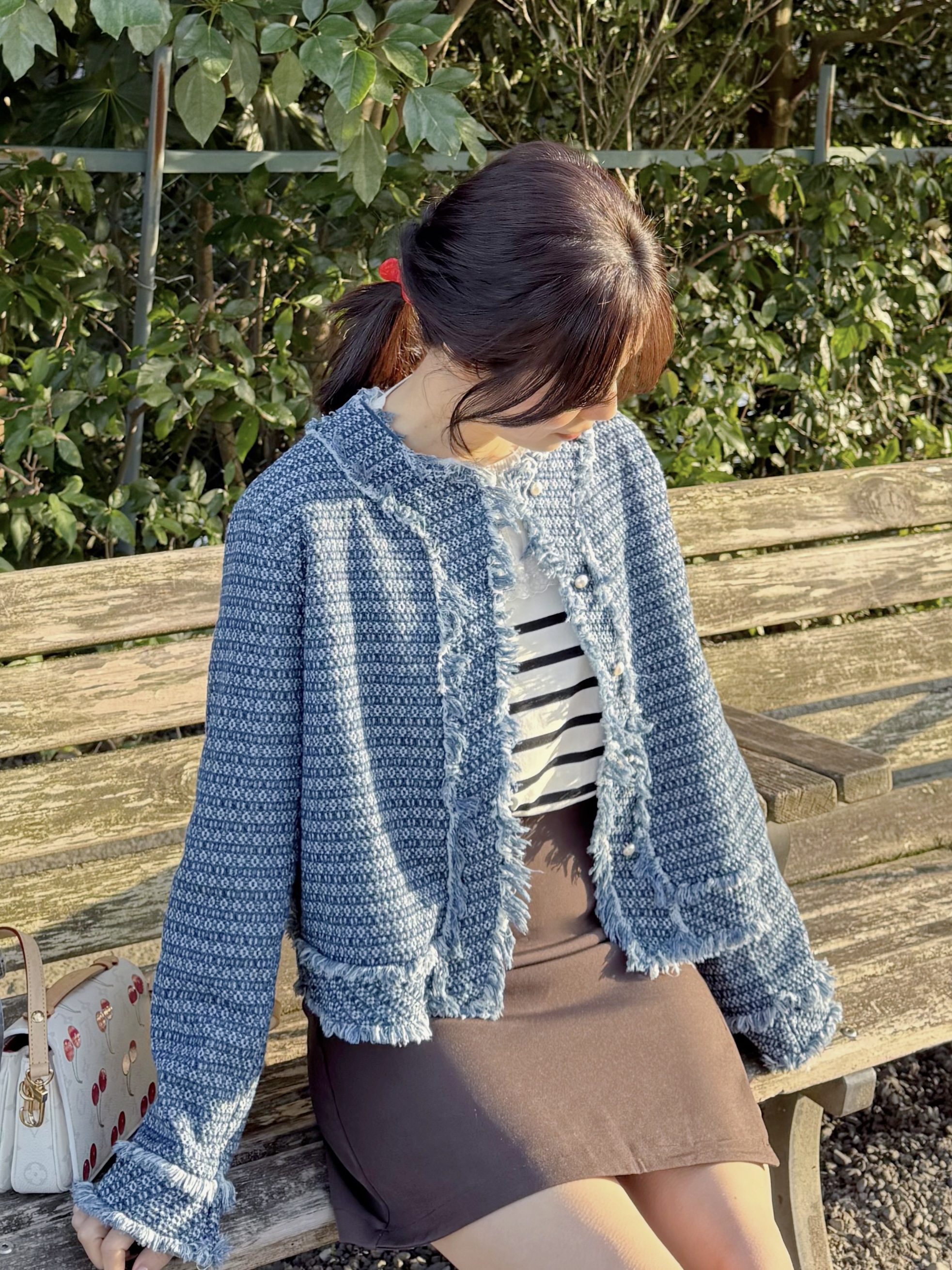 小香風牛仔色流蘇Tweed外套