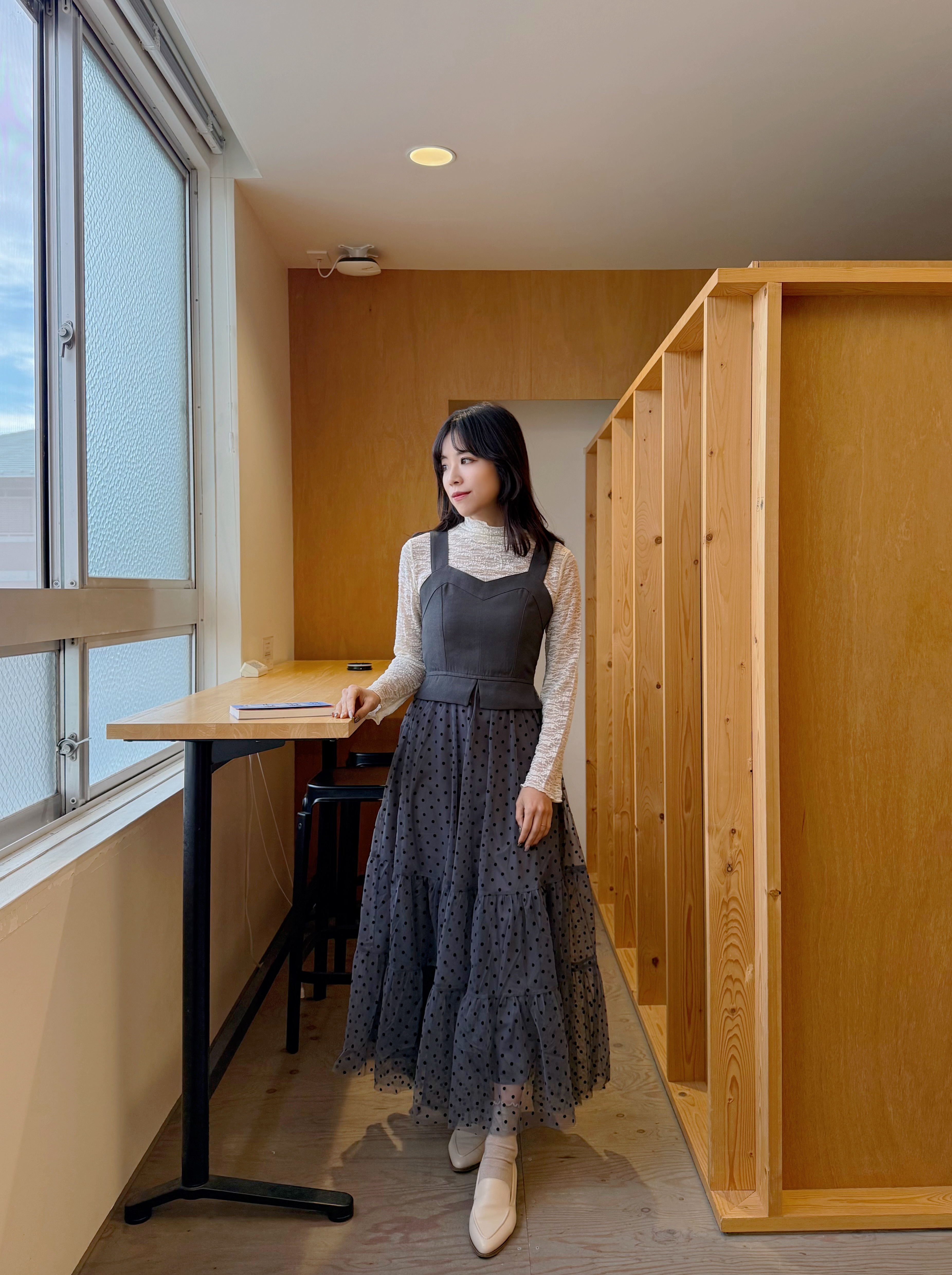 波點紗紗背心連身裙