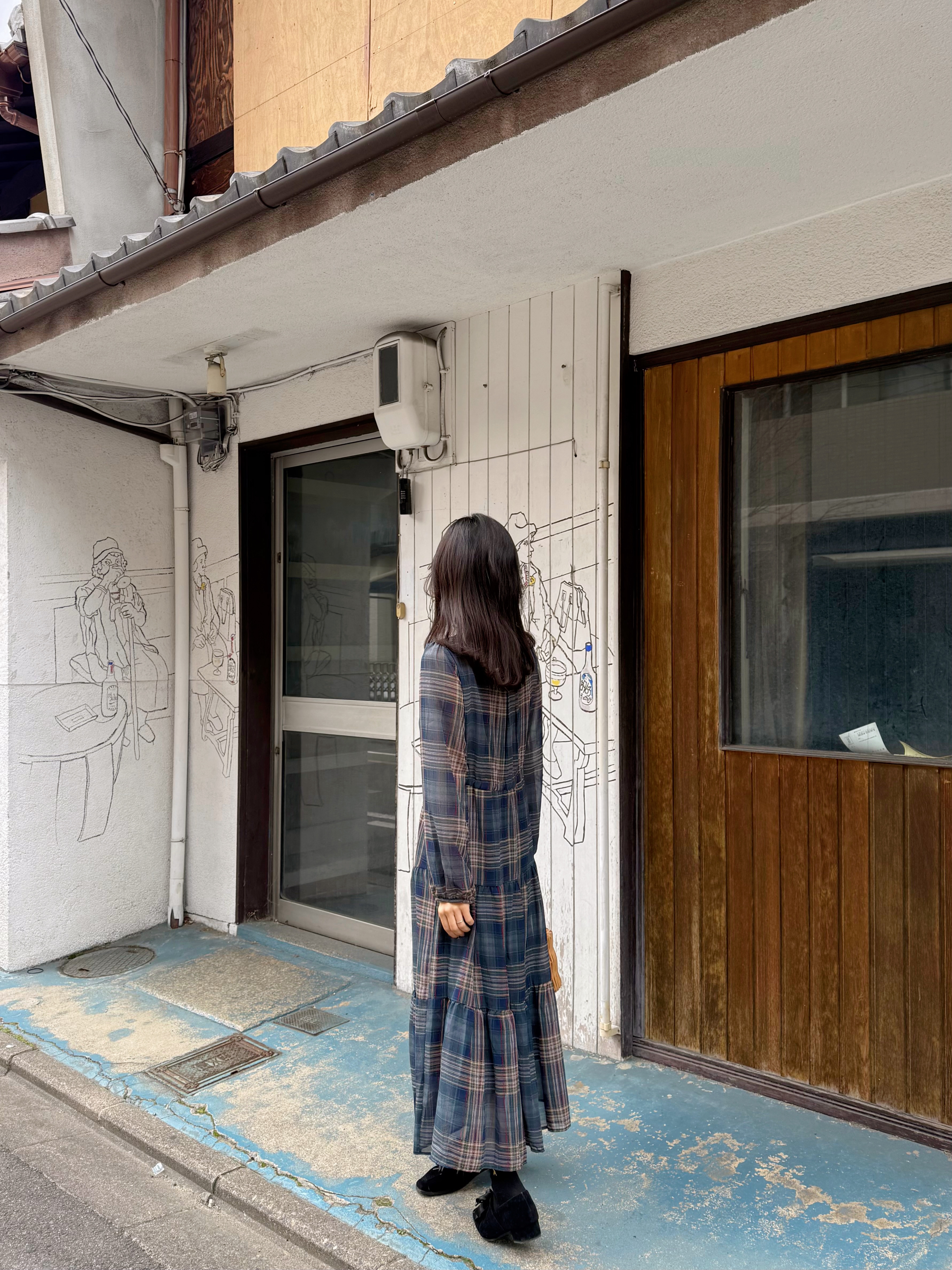 英倫格雪紡連身裙