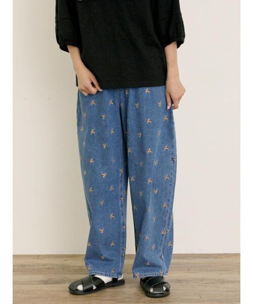 花花刺繡牛仔褲