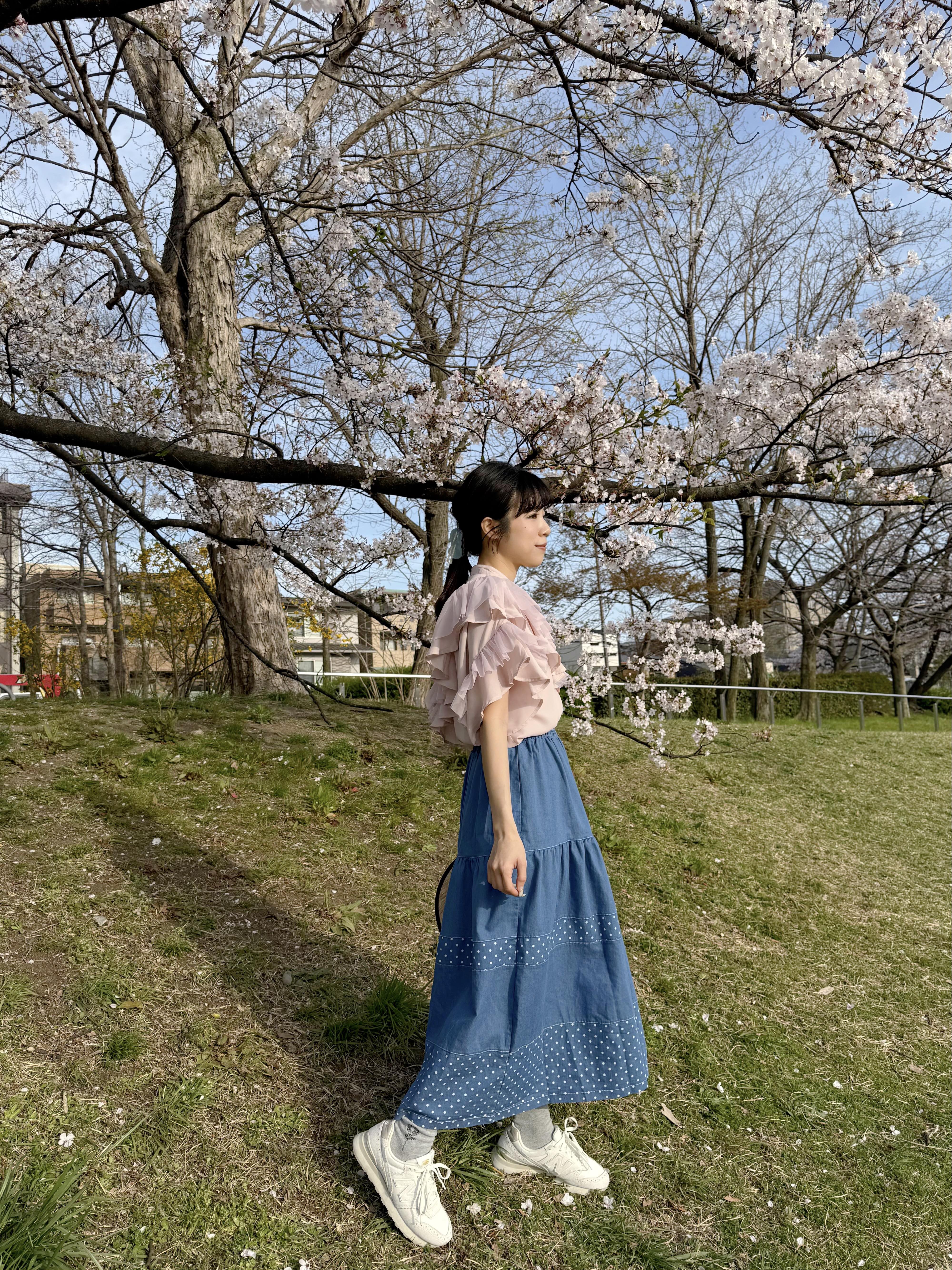 牛仔波點半身裙