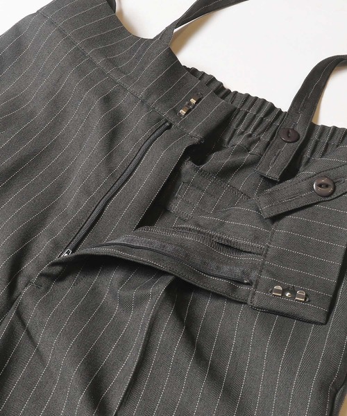 直條紋吊帶長褲