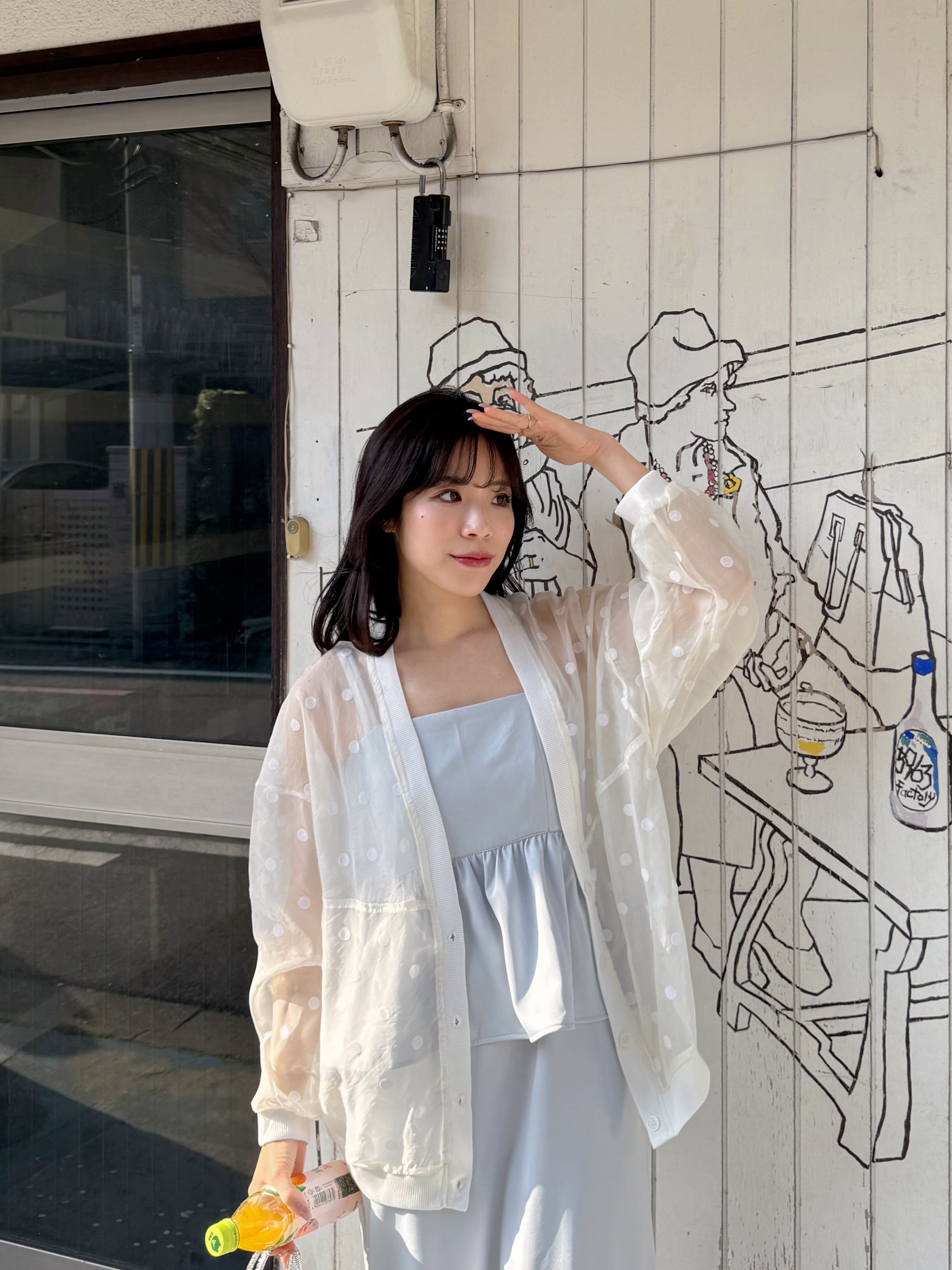 波點透感雪紡長款防曬外套