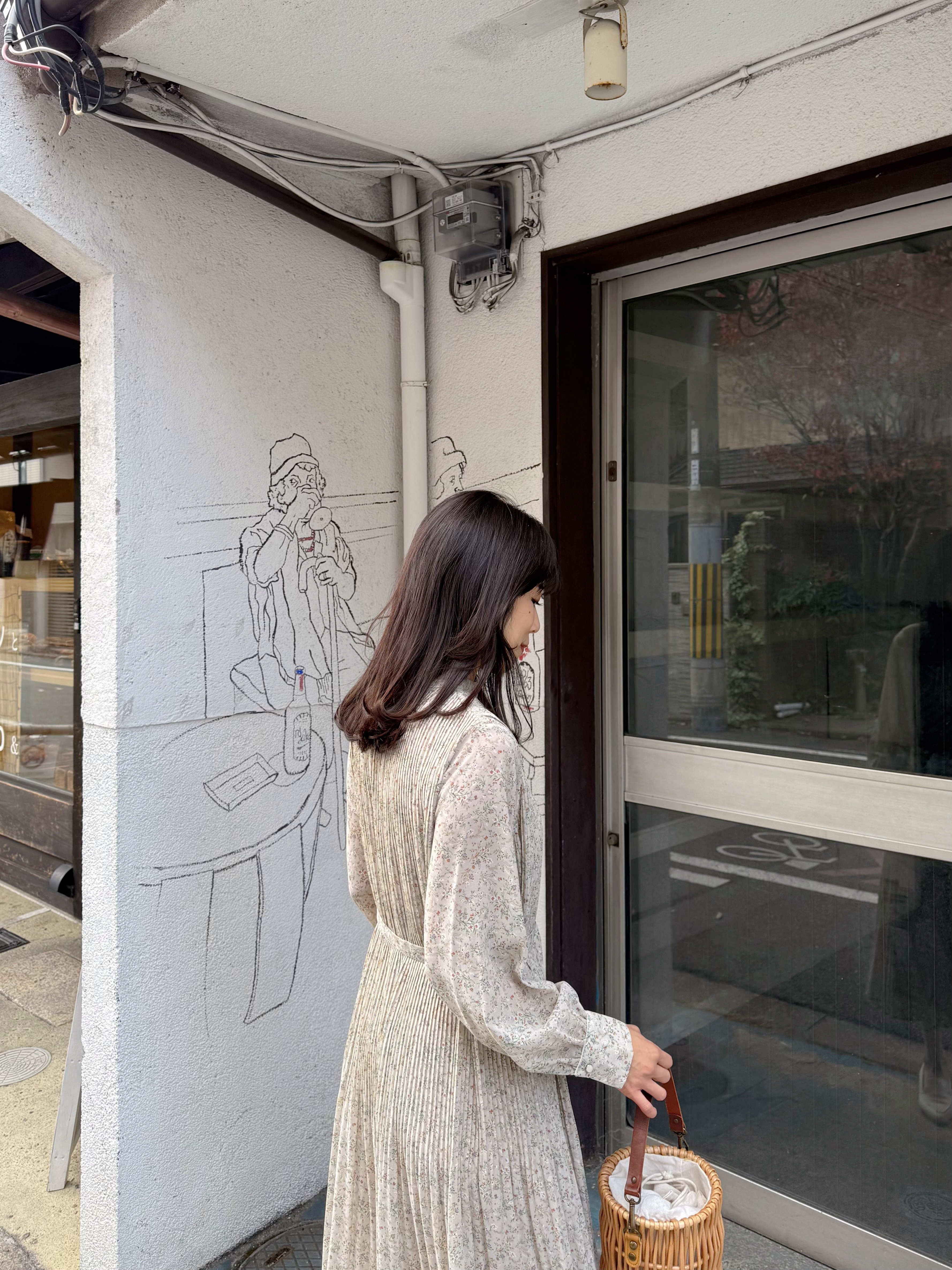 3色•百褶腰帶雪紡連身裙