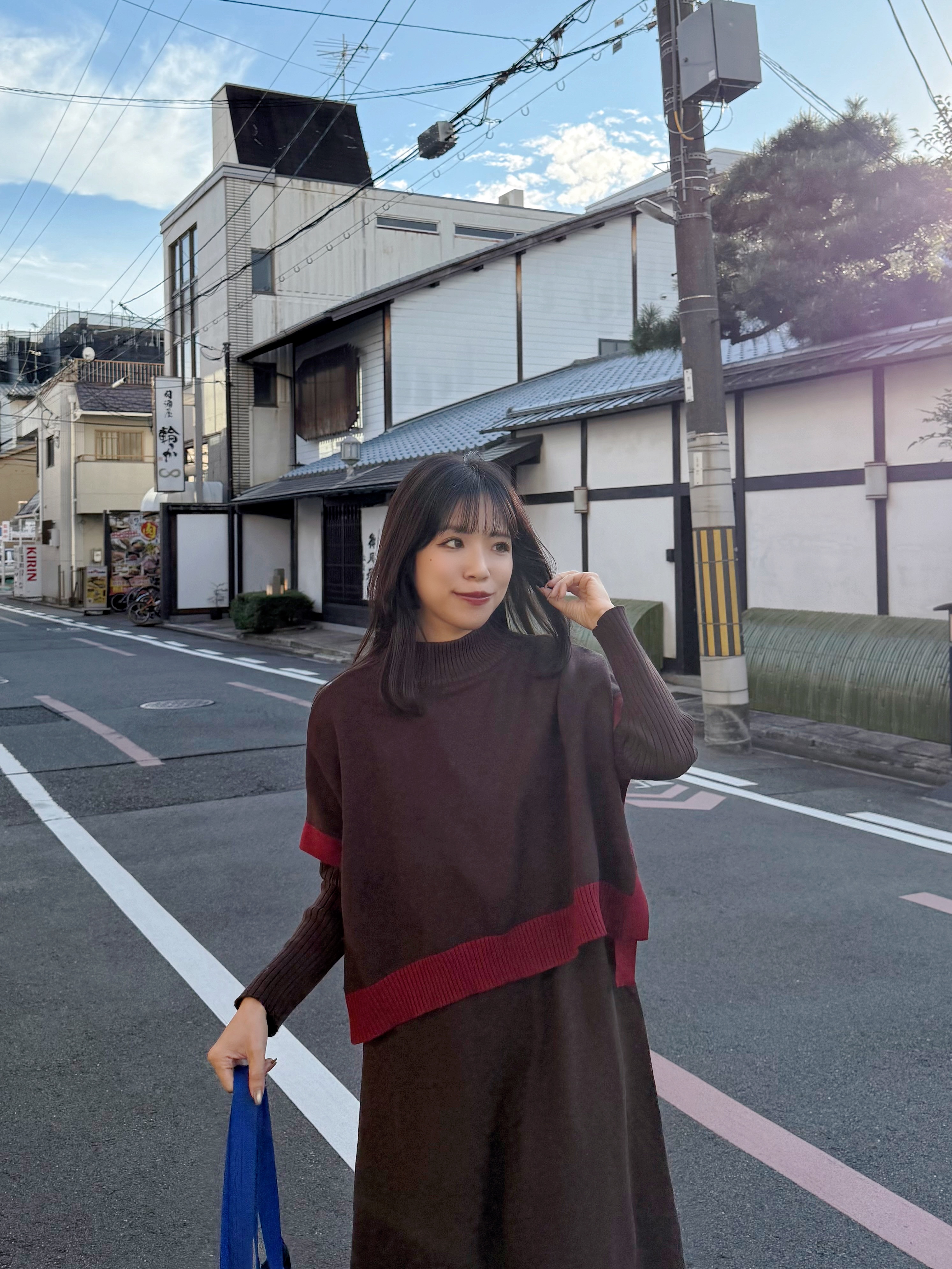 2種長度•10色•拼色斗蓬針織連身裙