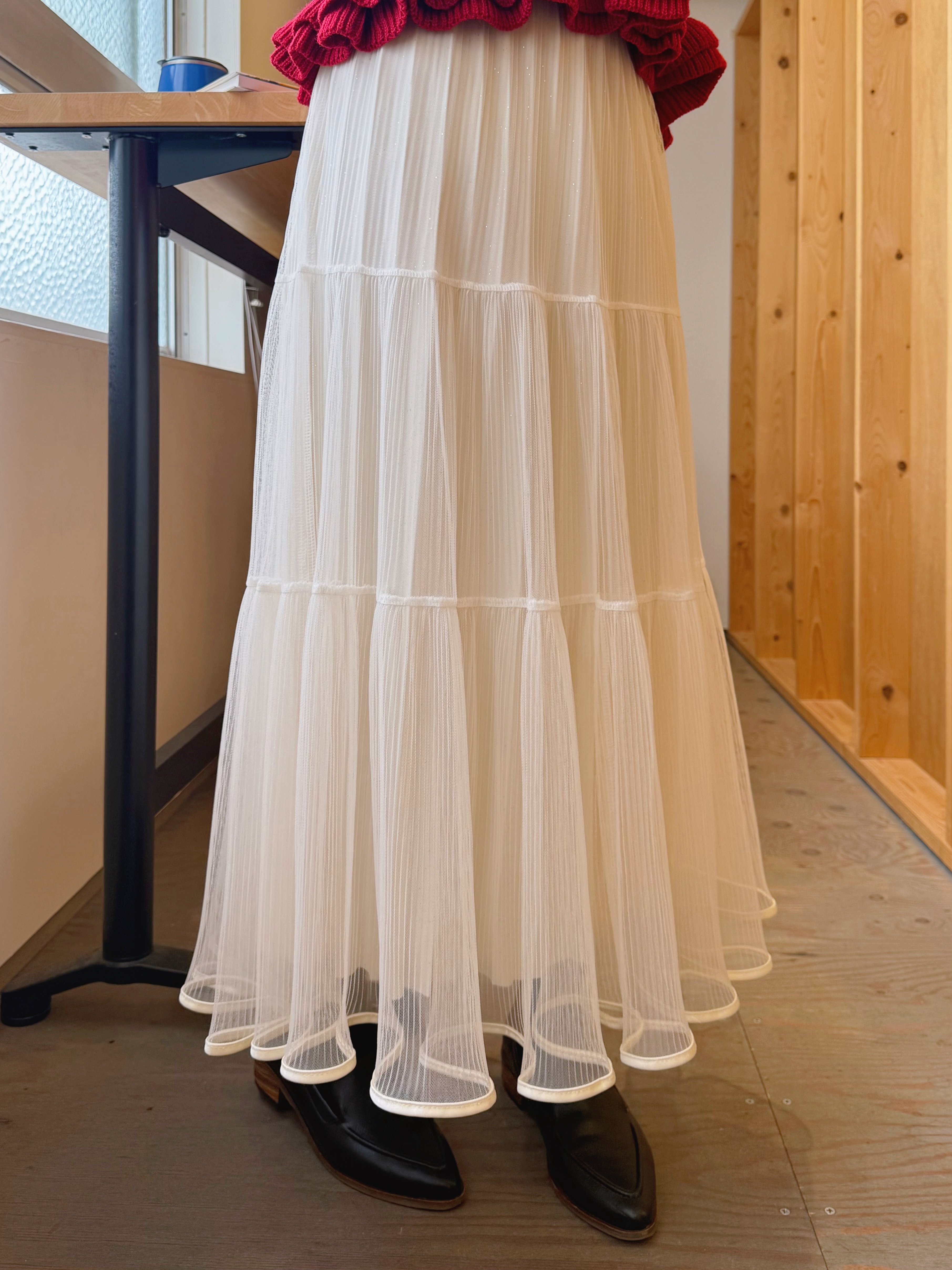 4色•閃閃紗長款半身裙