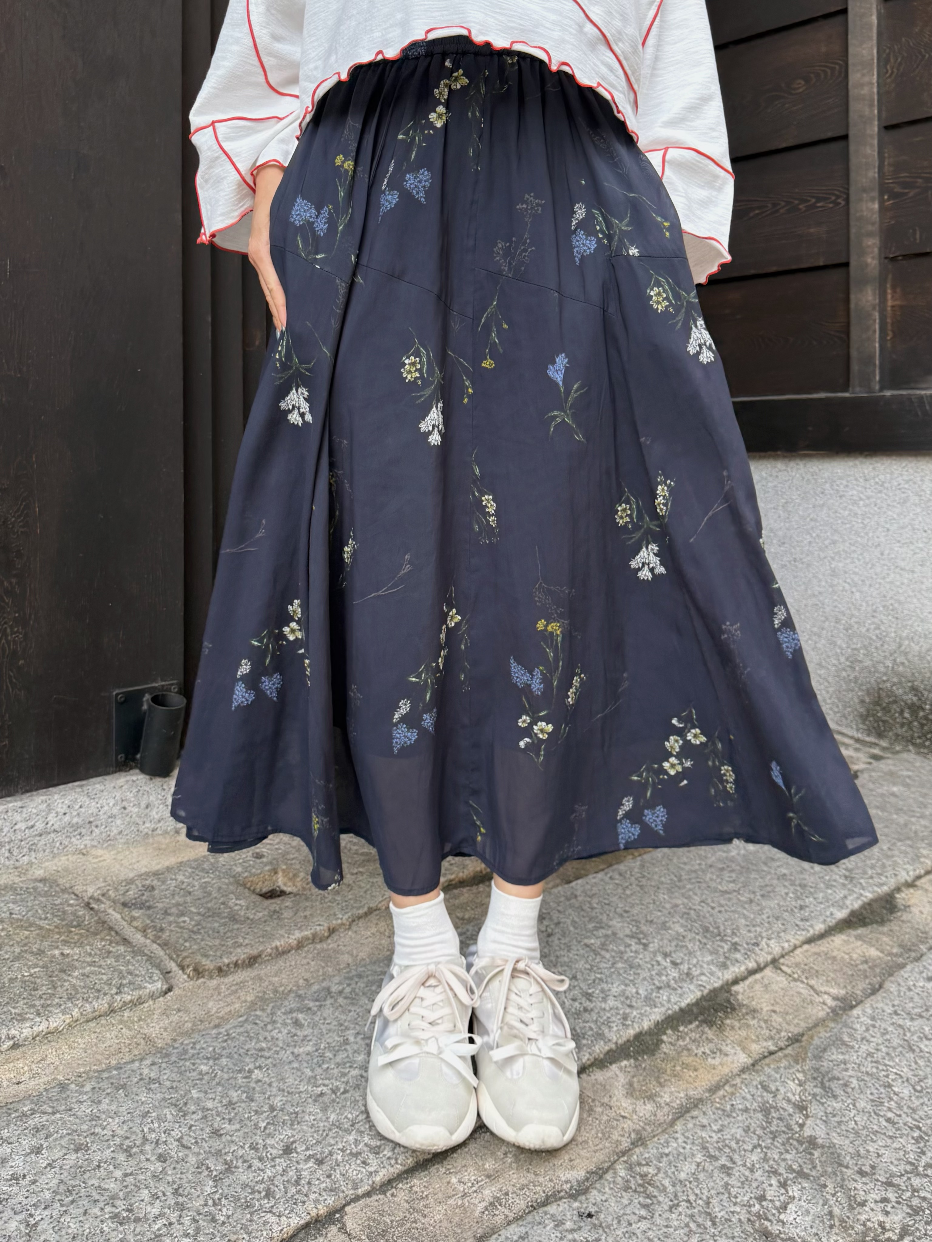 2種長度•印花有袋雪紡半身裙