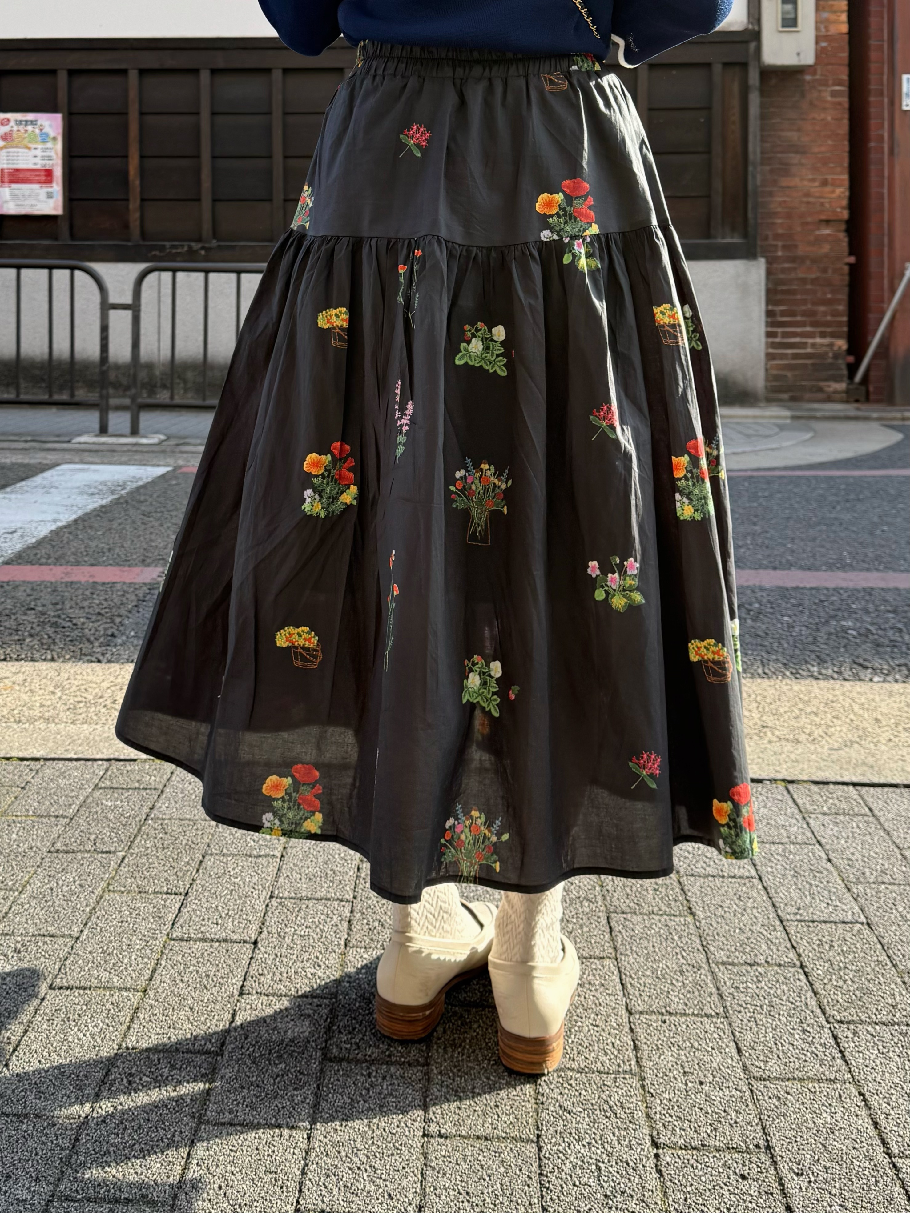 花束圖案A line半身裙