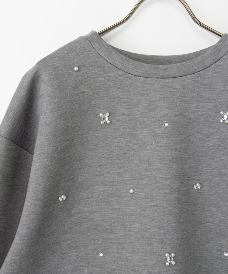 4色・S-XL・寶石裝飾圓領衛衣上衣