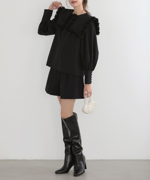 花瓣娃娃領雪紡上衣