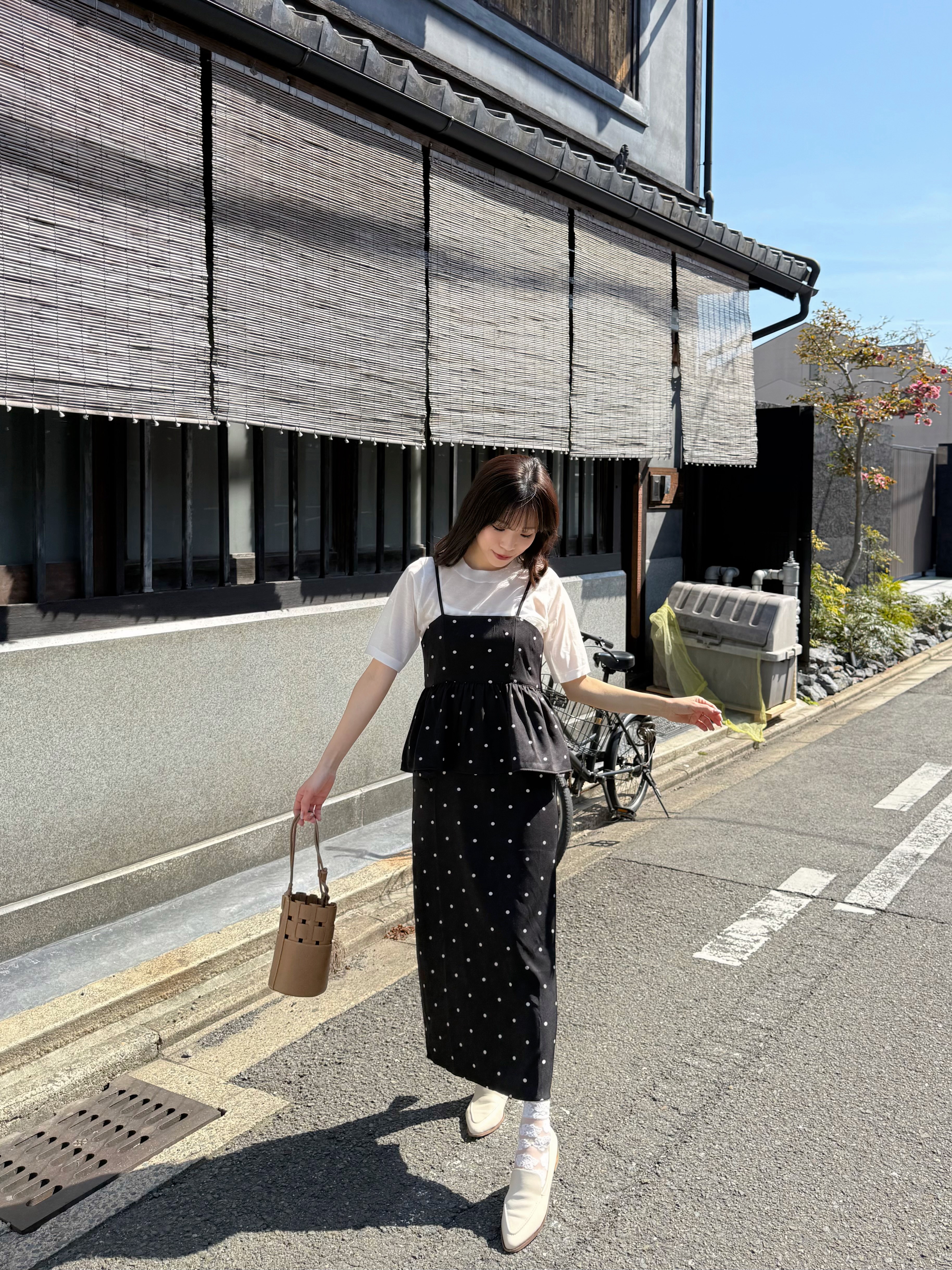 波點吊帶連身裙