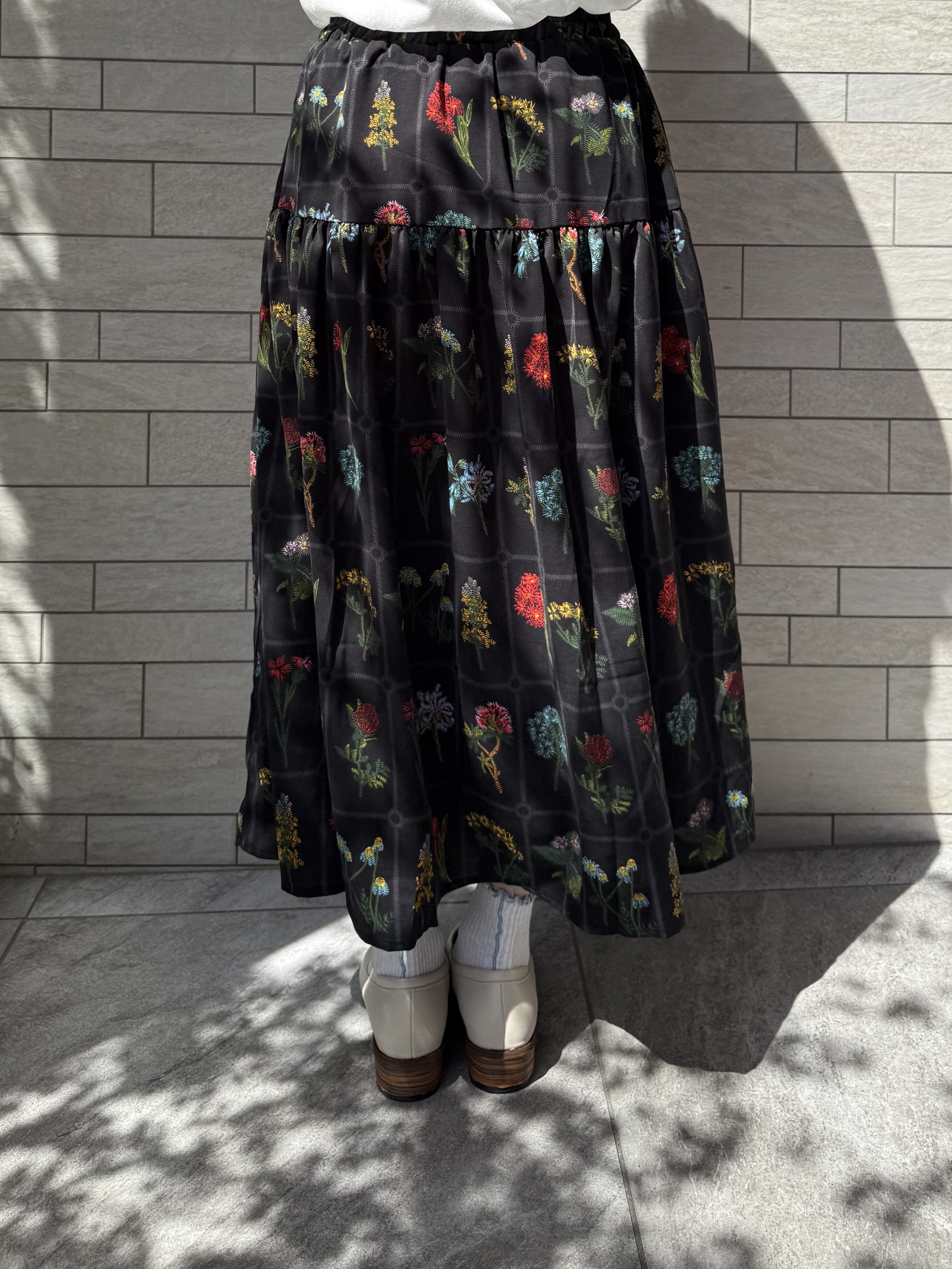 花花圖案雪紡A line半身裙