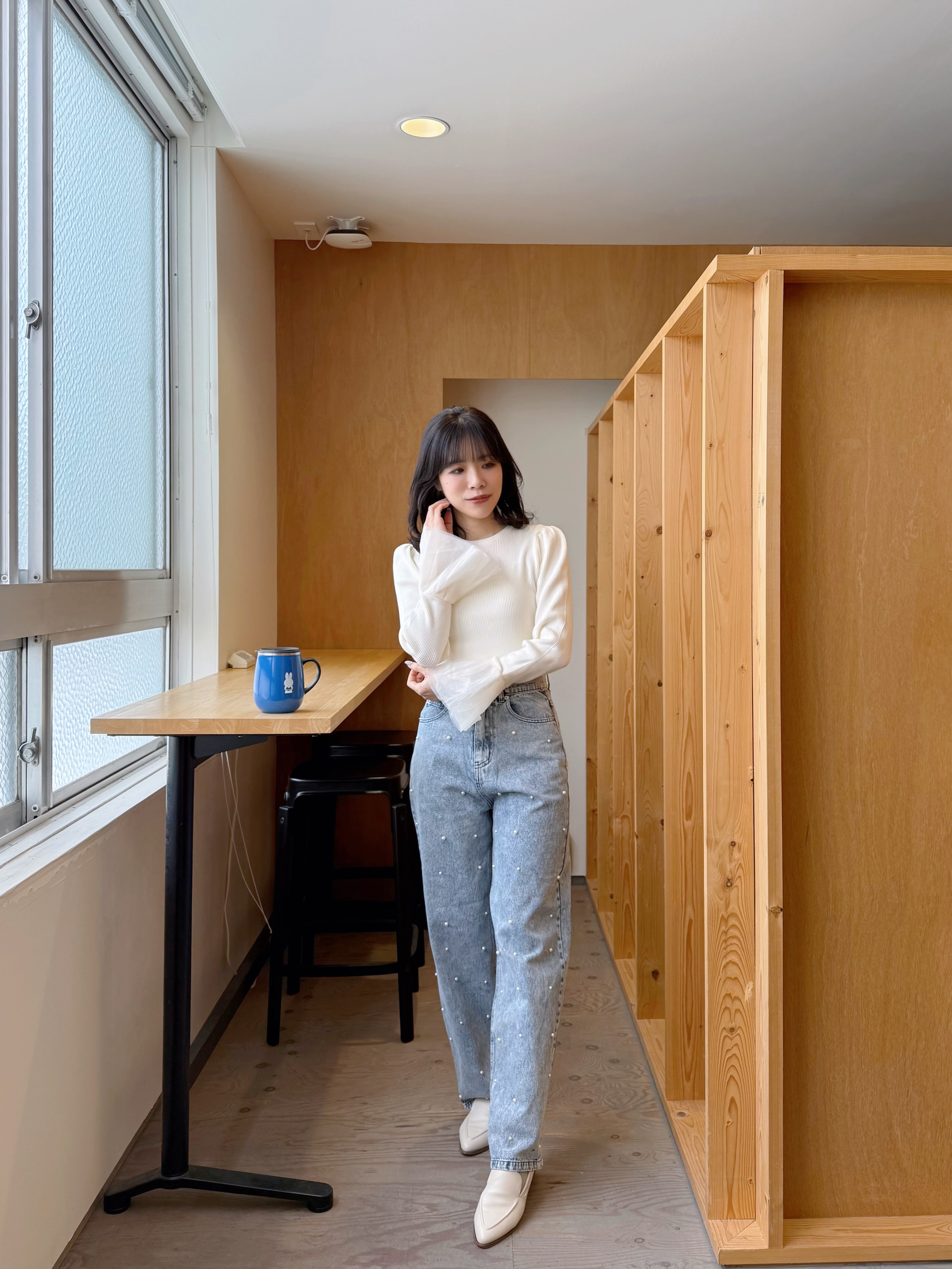 SpecialPrice•2色•珍珠闊腳牛仔褲