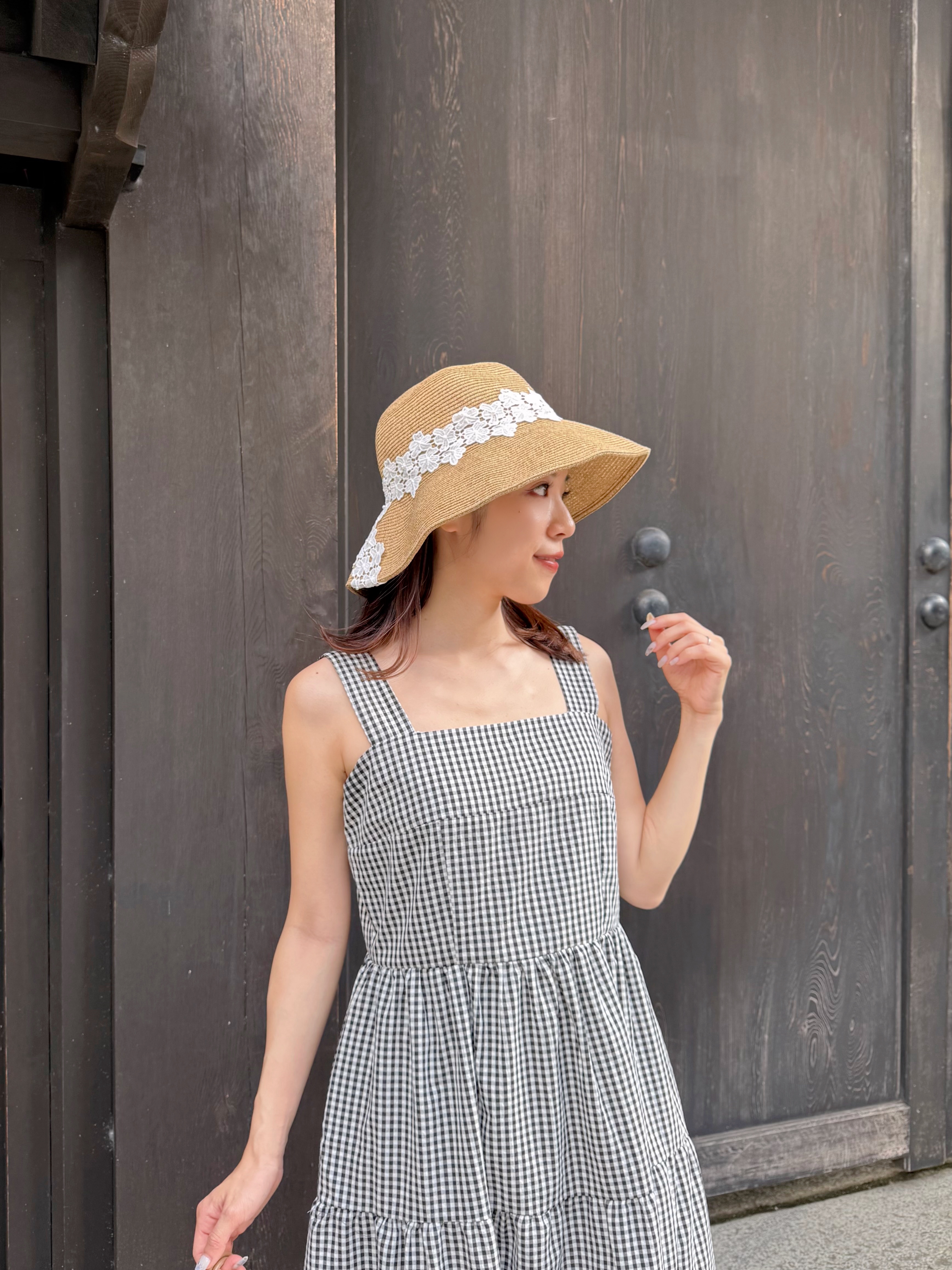 方領格仔背心連身裙